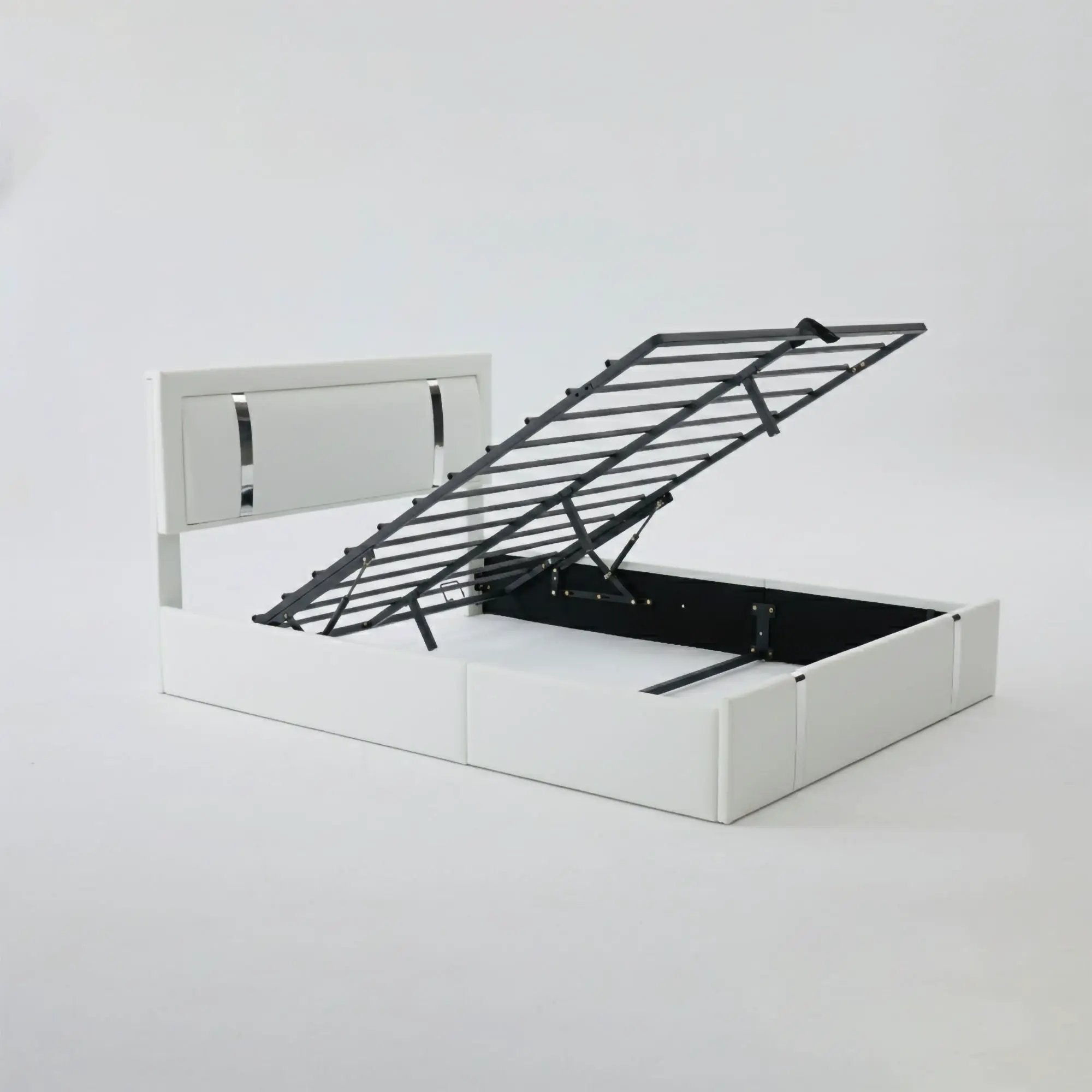 Upholstered Platform Bed Frame With Adjustable LED Headboard, USB C-Charging, Hydraulic Lift by Unique Piece Furniture
