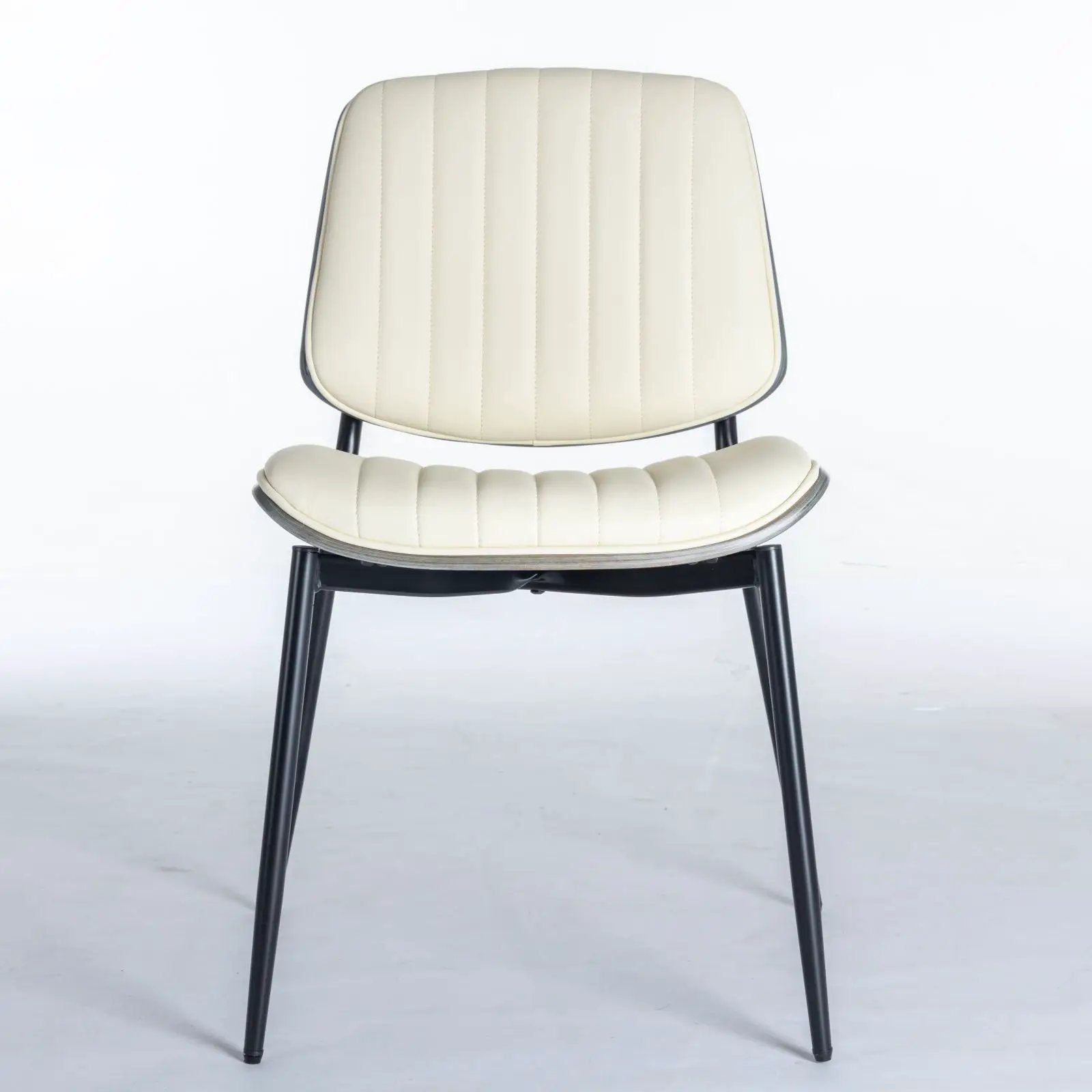 Dining Chairs (Set of 2) Mid-Century Modern Retro Chair With Walnut Bentwood Back Upholstered Seat Metal Legs Adjustable Foot For Kitchen Dining Room Chairs by Unique Piece Furniture