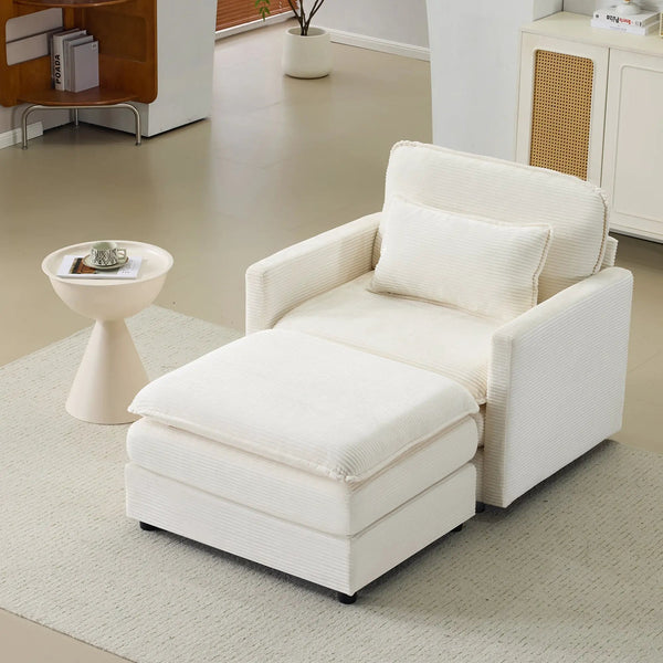 54" Plush Cloud Sofa: Modular Single + Ottoman Sofa with 22"