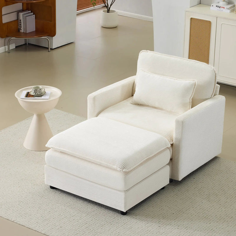 54" Plush Cloud Sofa: Modular Single + Ottoman Sofa with 22" by HouseOfZazla