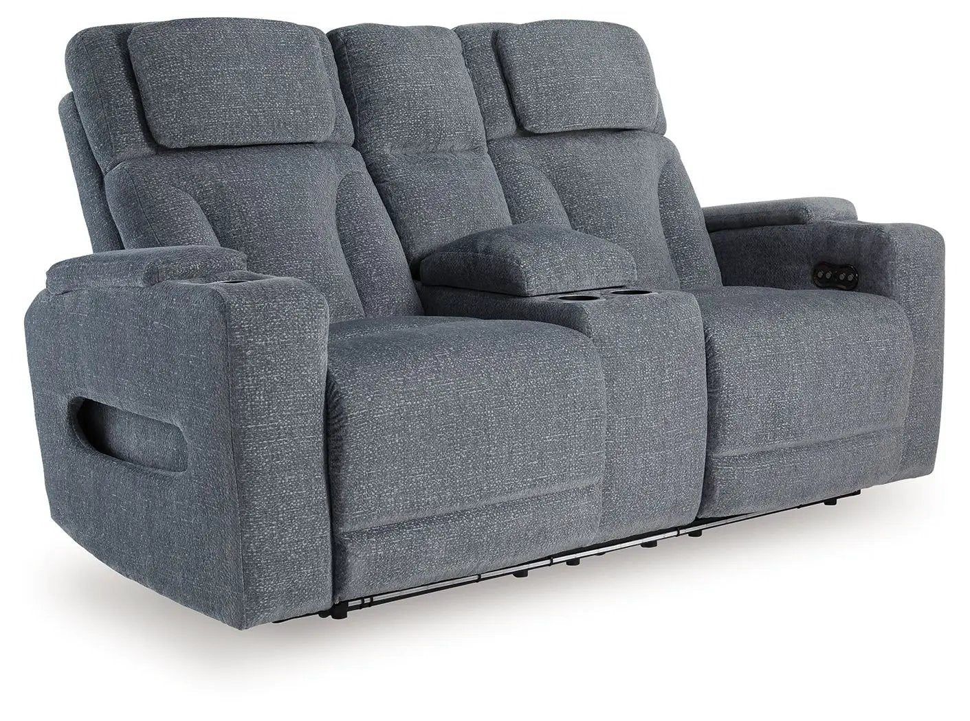 Studio Cave - Power Reclining Loveseat with Console - Steel by Unique Piece Furniture
