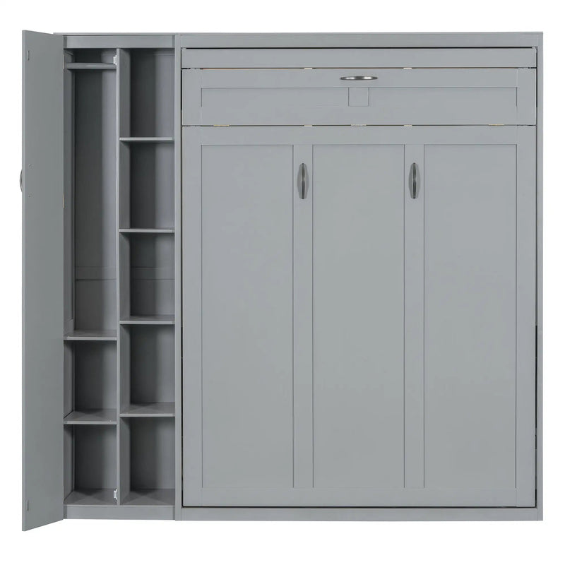 Murphy Wall Bed With Shelves, Wardrobe And LED Lights