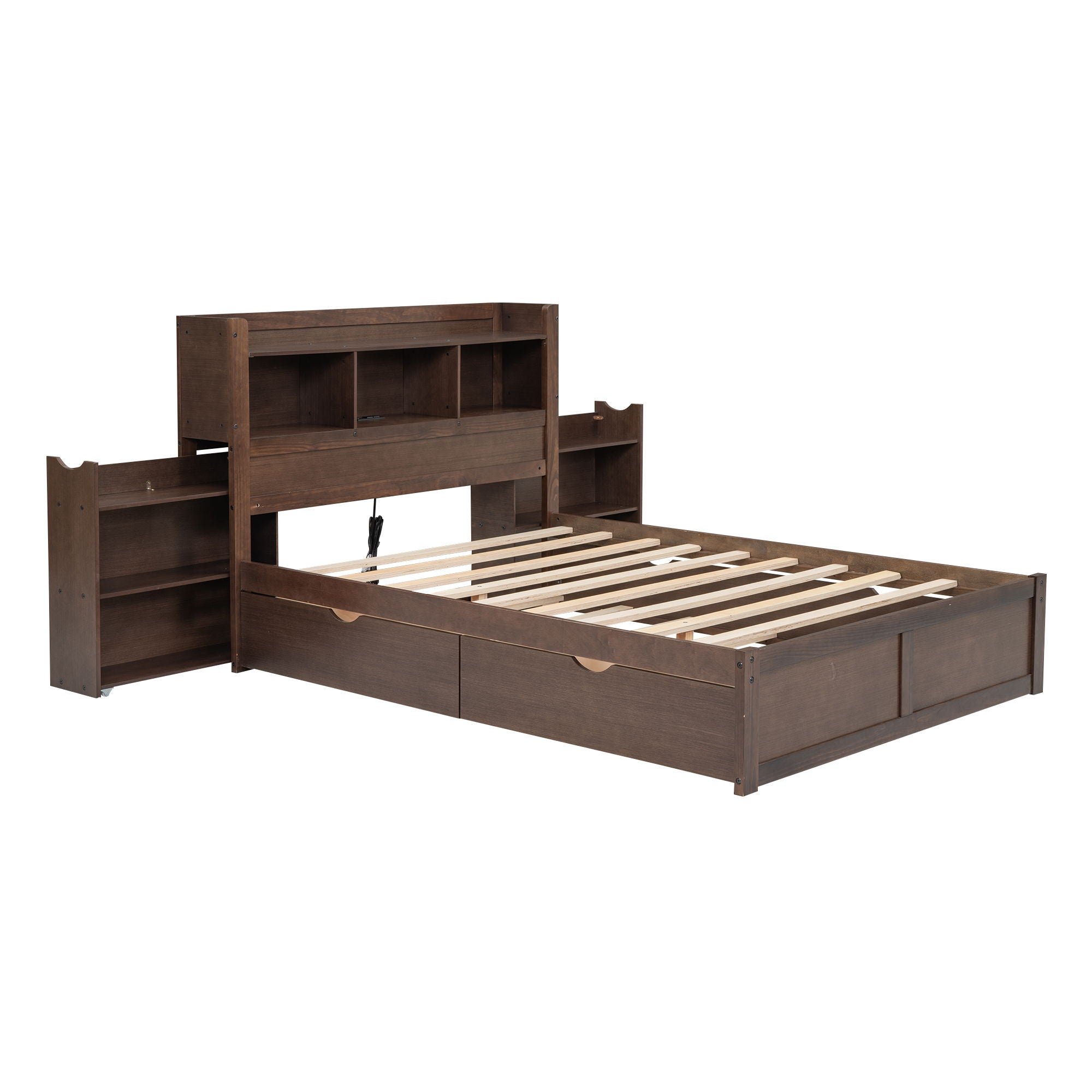 Storage Platform Bed With Pull Out Shelves, Trundle, And 2 Drawers by HouseOfZazla