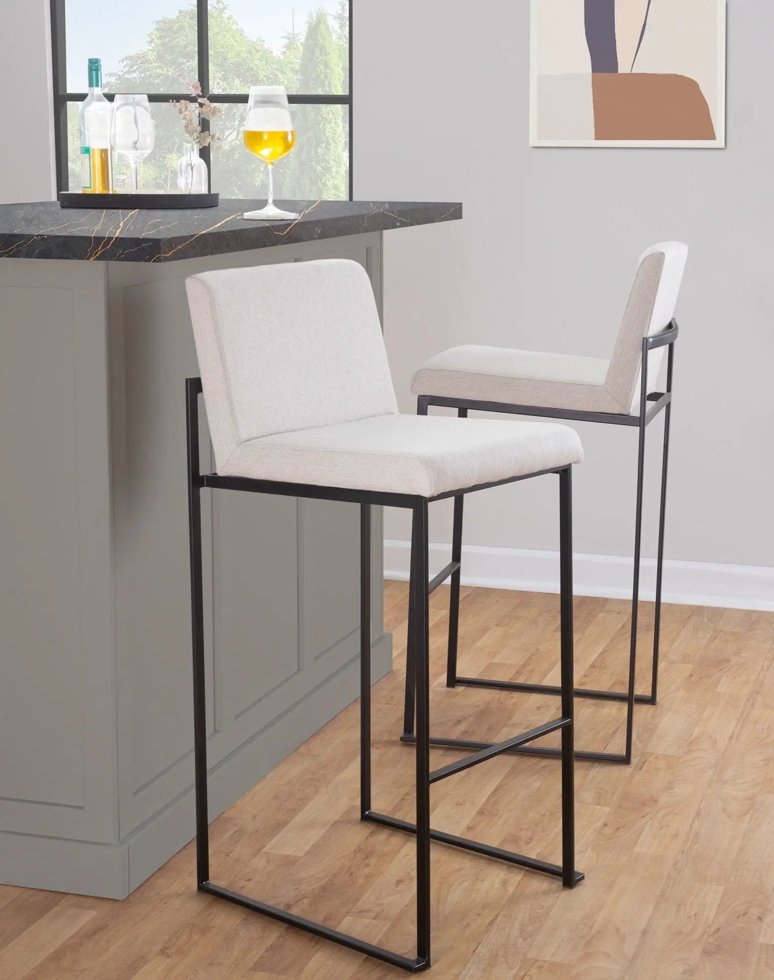 Fuji - Contemporary High Back Barstool Elegant Design by HouseOfZazla