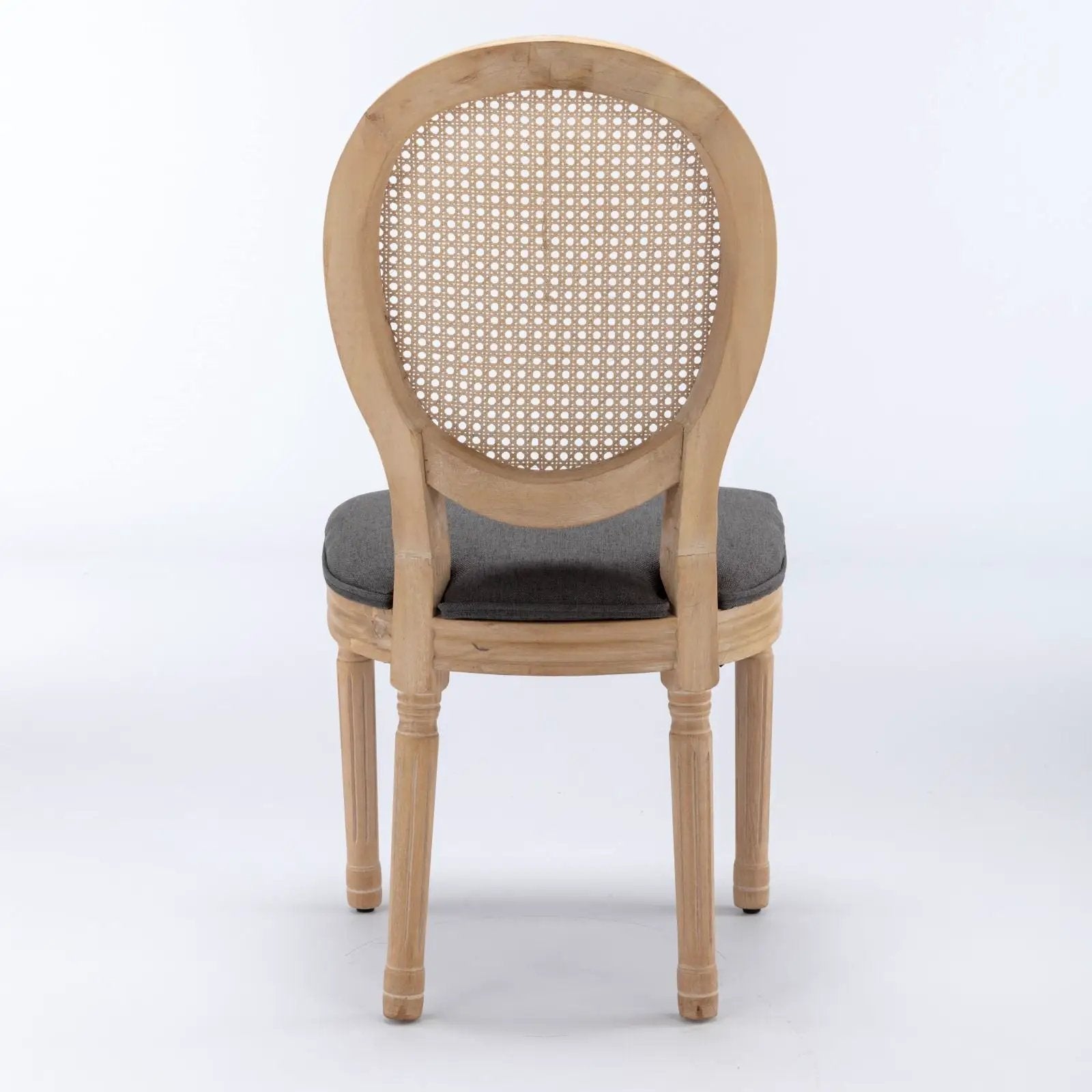 French Style Solid Wood Frame Antique Painting Fabric Rattan Back Dining Chair (Set of 2) by Unique Piece Furniture