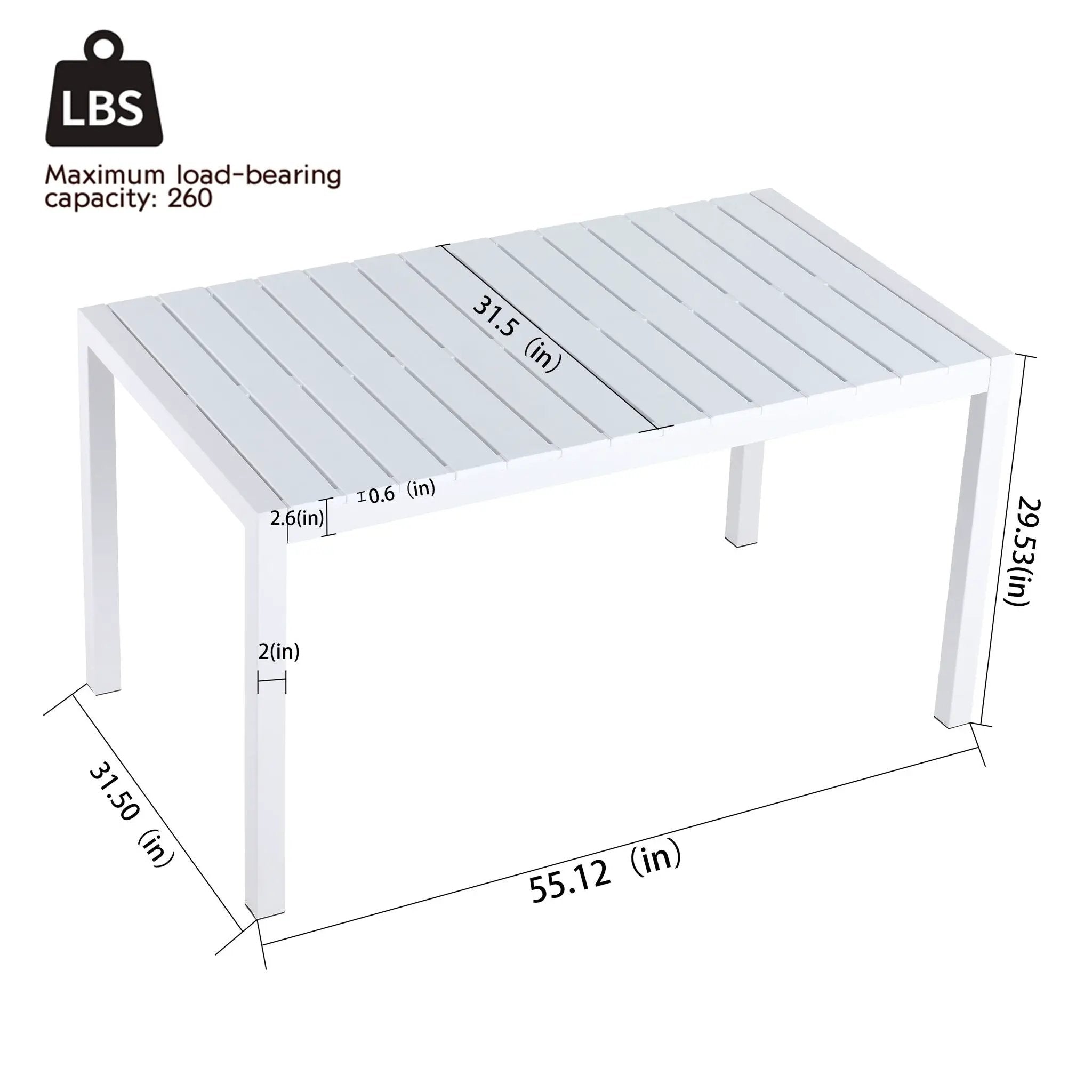 Modern Long Table with UV Resistant Powder-Coated Metal Legs by HouseOfZazla
