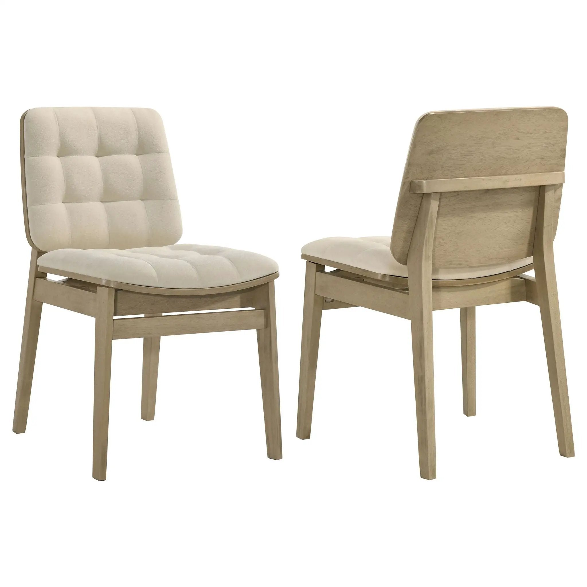 Redbridge Velvet Upholstered Side Chair Cream and Natural Oak (Set of 2) by Unique Piece Furniture