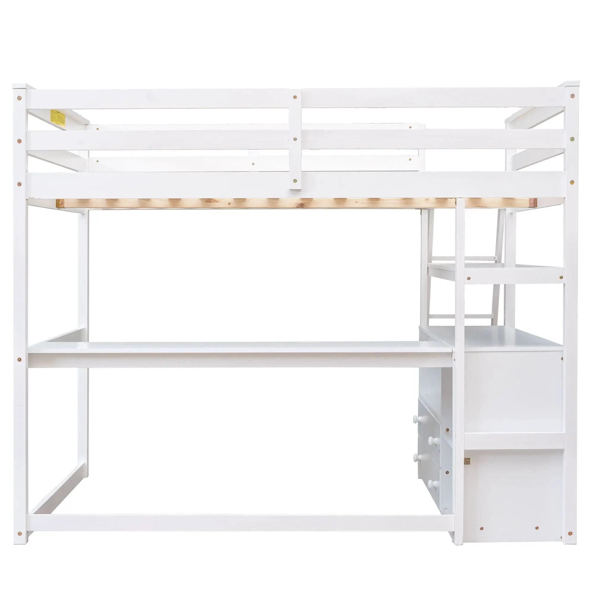 Modern Loft Bed With Built In Desk, Shelves, And 2 Drawers by HouseOfZazla