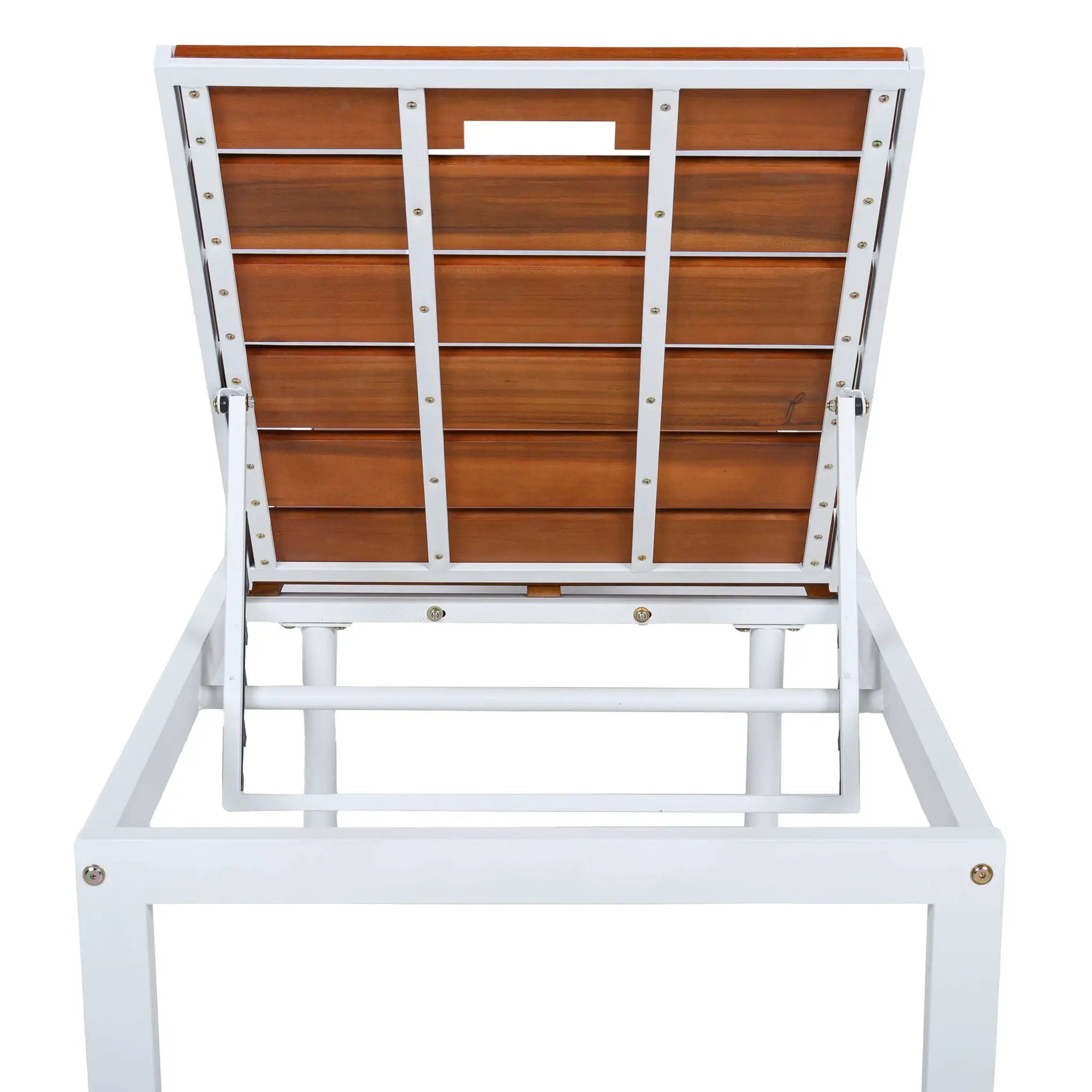Outdoor Chaise Pool Lounge Chairs With Adjustable Backrest - Brown / White by HouseOfZazla