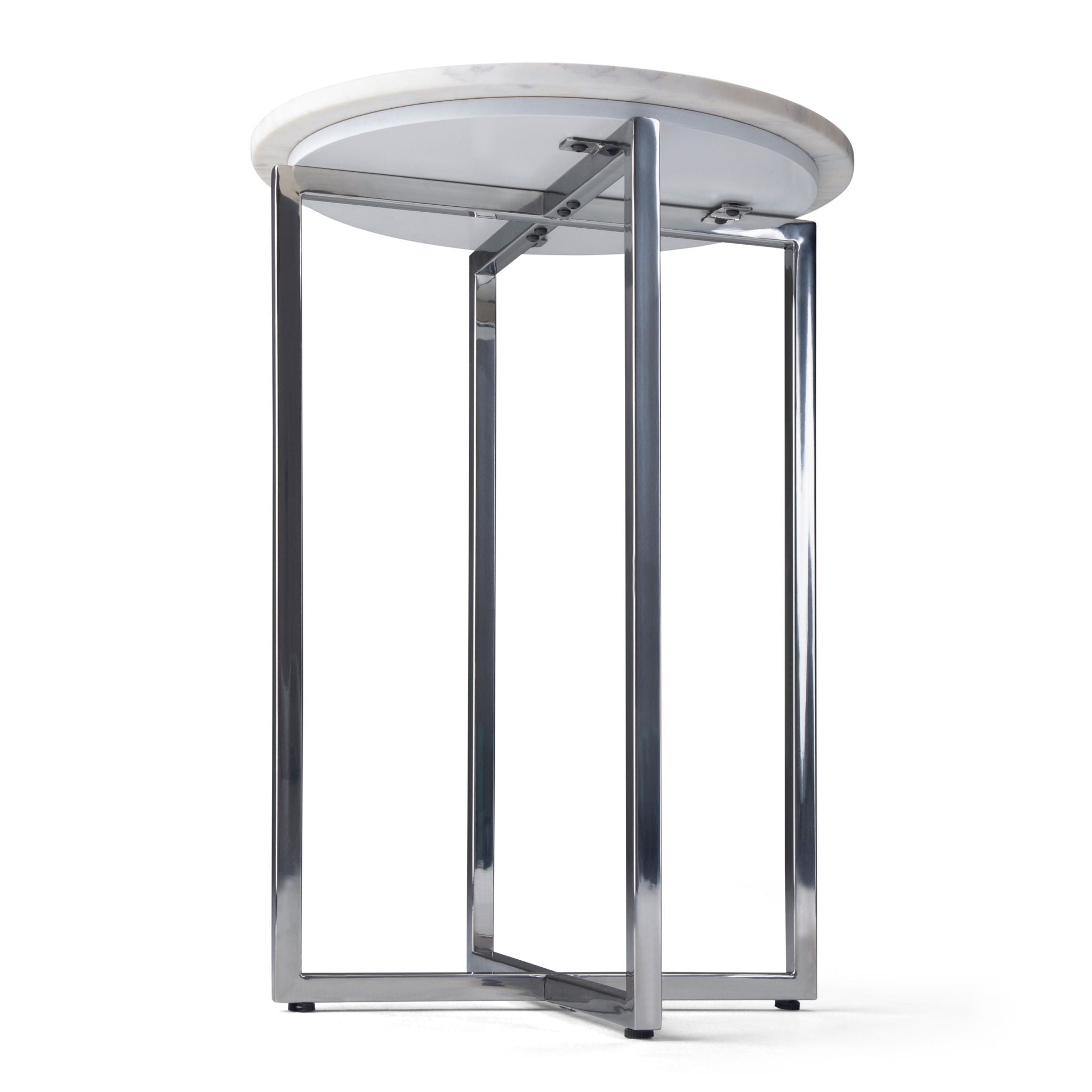 Marsden - Side Table With Polished Base - White / Silver by HouseOfZazla