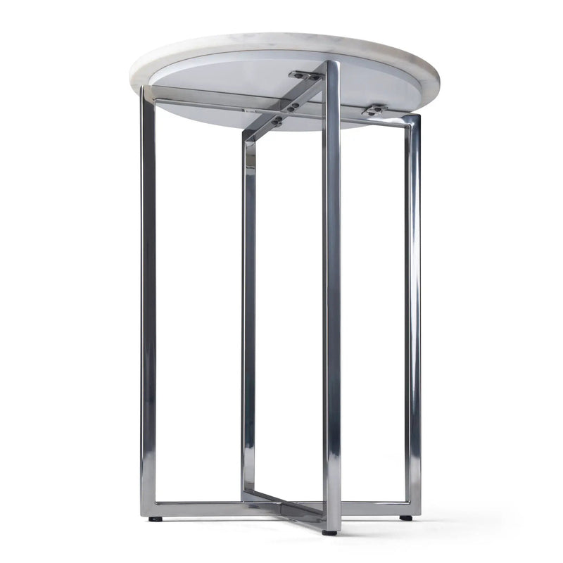Marsden - Side Table With Polished Base - White / Silver by HouseOfZazla
