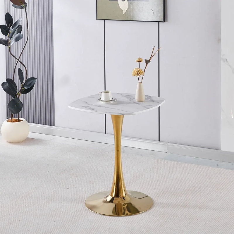 Square Tulip Dining Table For 2 - 4 People - Golden / White by Unique Piece Furniture