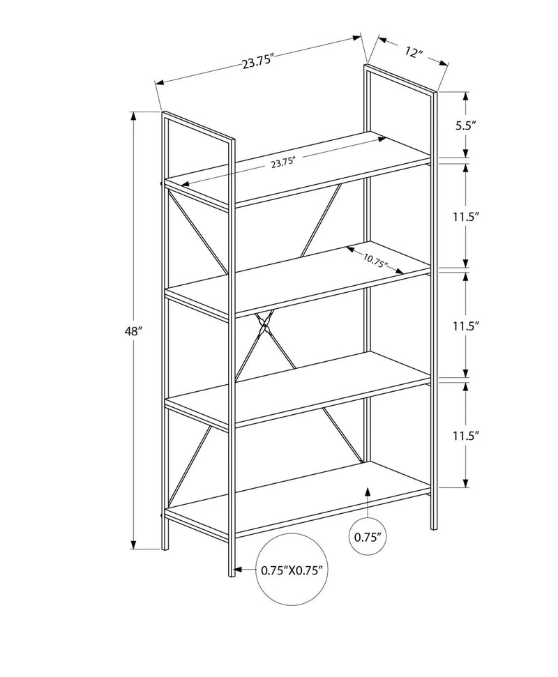 Bookshelf, Bookcase, 4 Tier, Office, Bedroom, Contemporary, Modern by Unique Piece Furniture