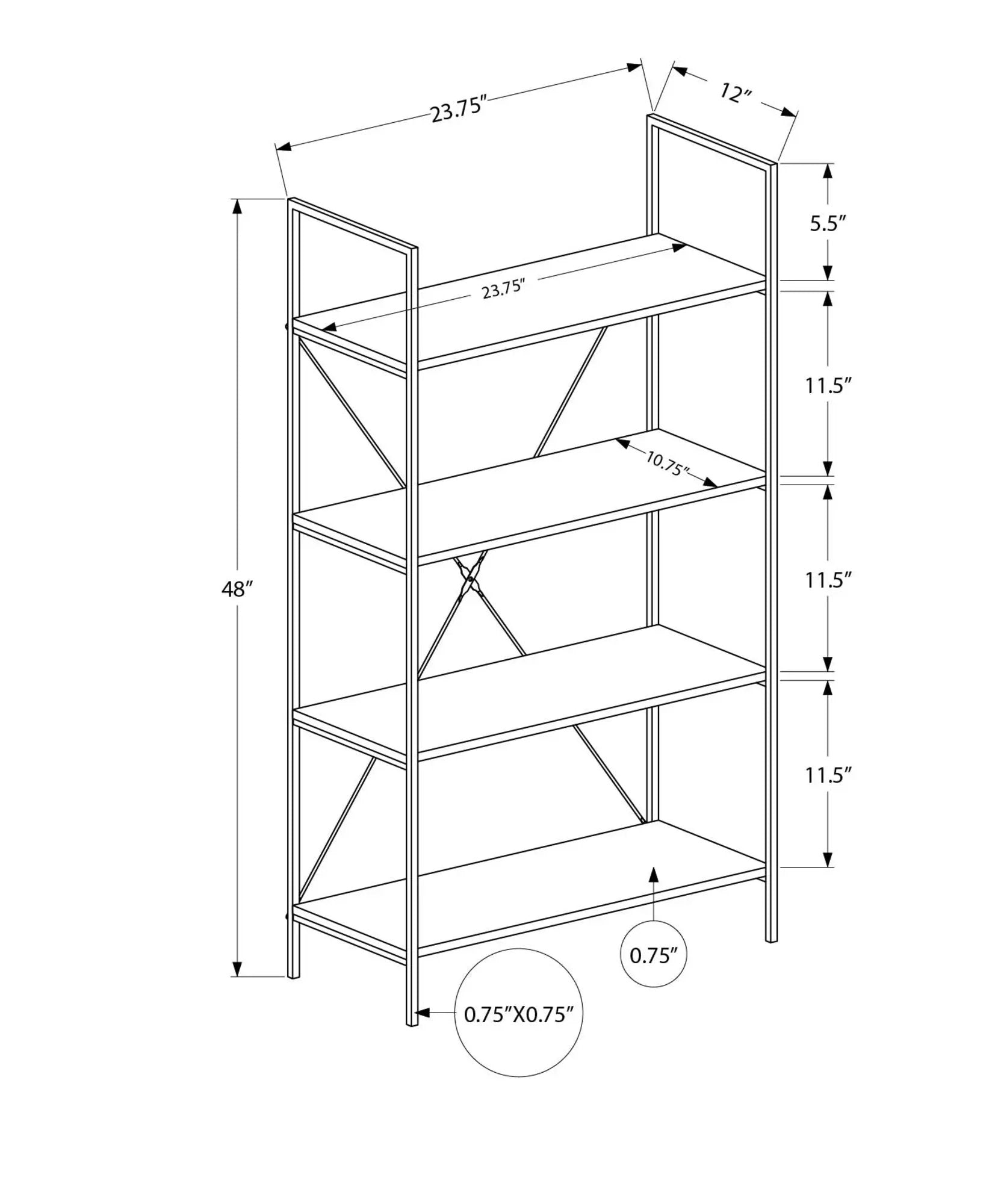 Bookshelf, Bookcase, 4 Tier, Office, Bedroom, Contemporary, Modern by Unique Piece Furniture