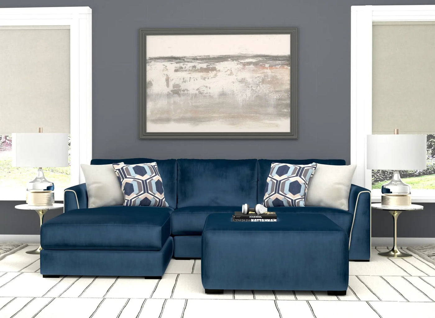 Jetson - Sectional With Comfort Coil Seat Cushions, Included Accent Pillows & Cocktail Ottoman by Unique Piece Furniture