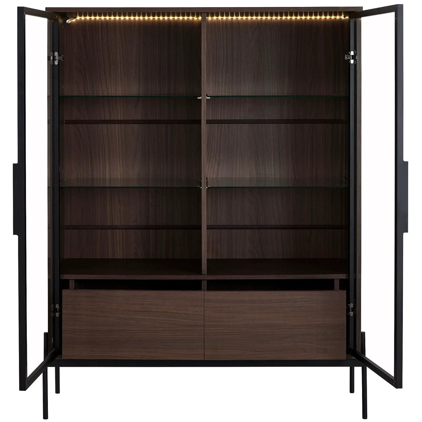 Modern Minimalist Style LED Curio Cabinet With Tempered Glass Door, Metal Legs by HouseOfZazla