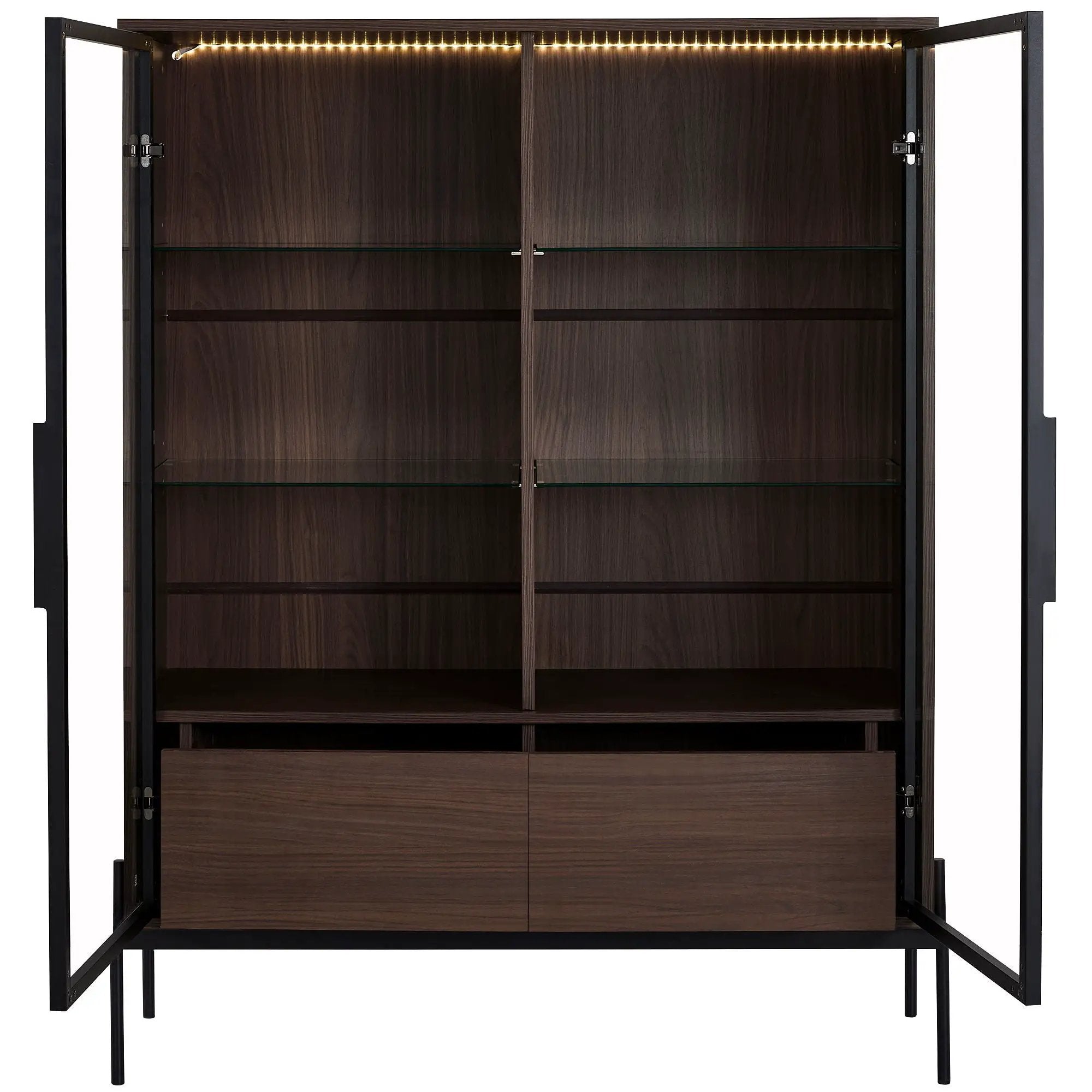 Modern Minimalist Style LED Curio Cabinet With Tempered Glass Door, Metal Legs by HouseOfZazla