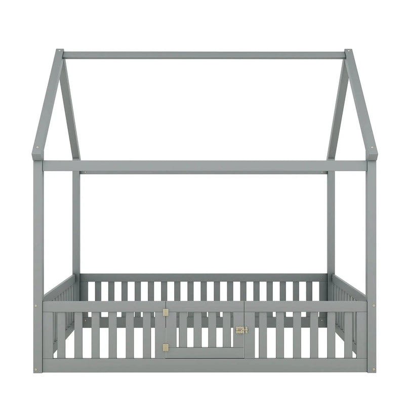 Wood House Bed With Fence And Door by Unique Piece Furniture