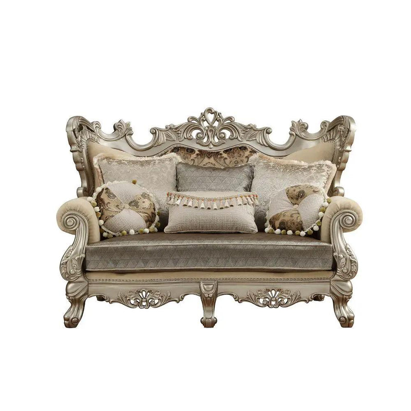 Ranita - Loveseat With 6 Pillows - Fabric & Champagne by Unique Piece Furniture