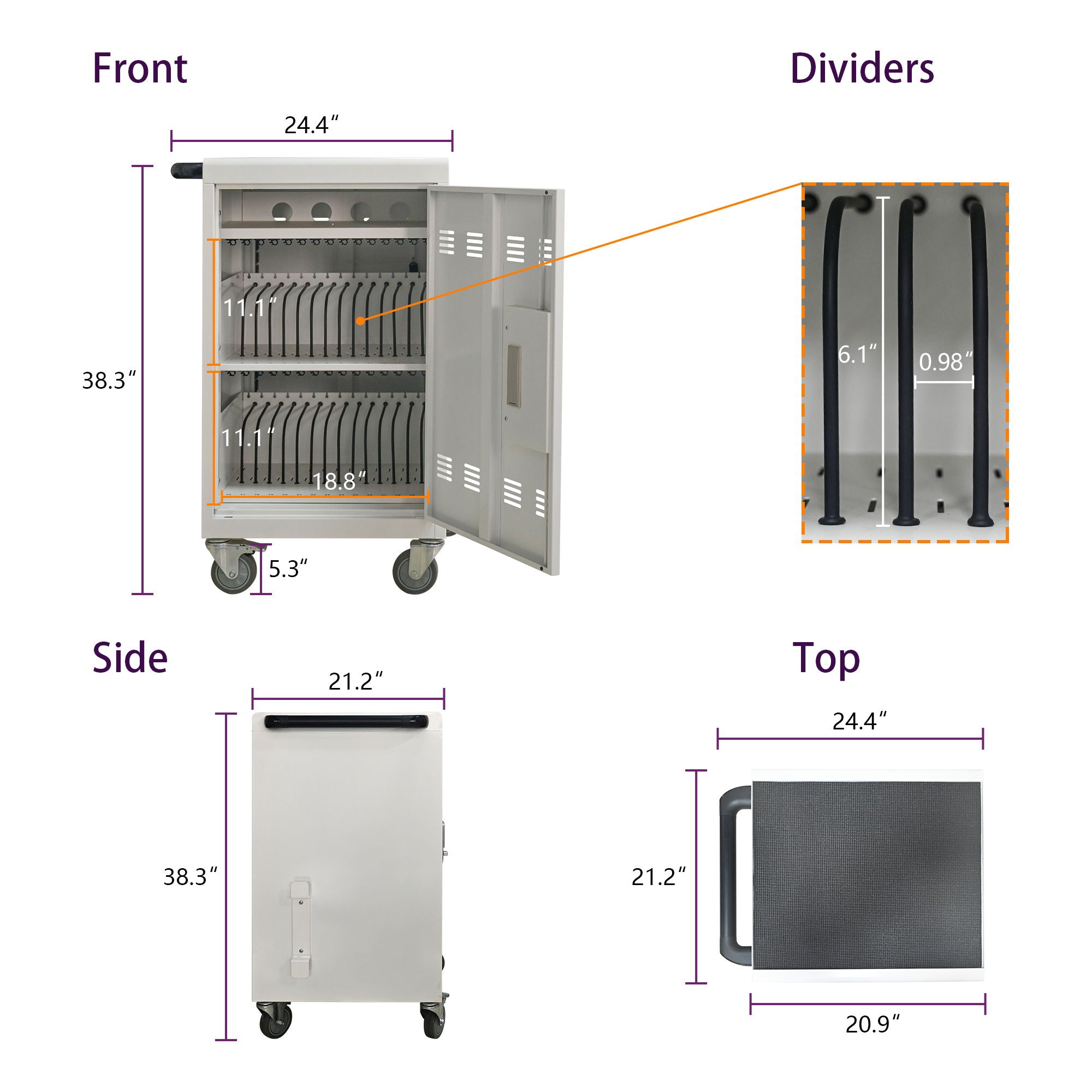 Mobile Charging Cart And Cabinet For Tablets Laptops 30 Device With Combination Lock by HouseOfZazla