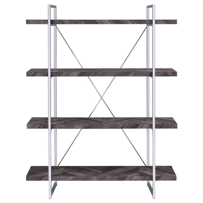 Herringbone - Bookcase With Full Length Shelf - Gray