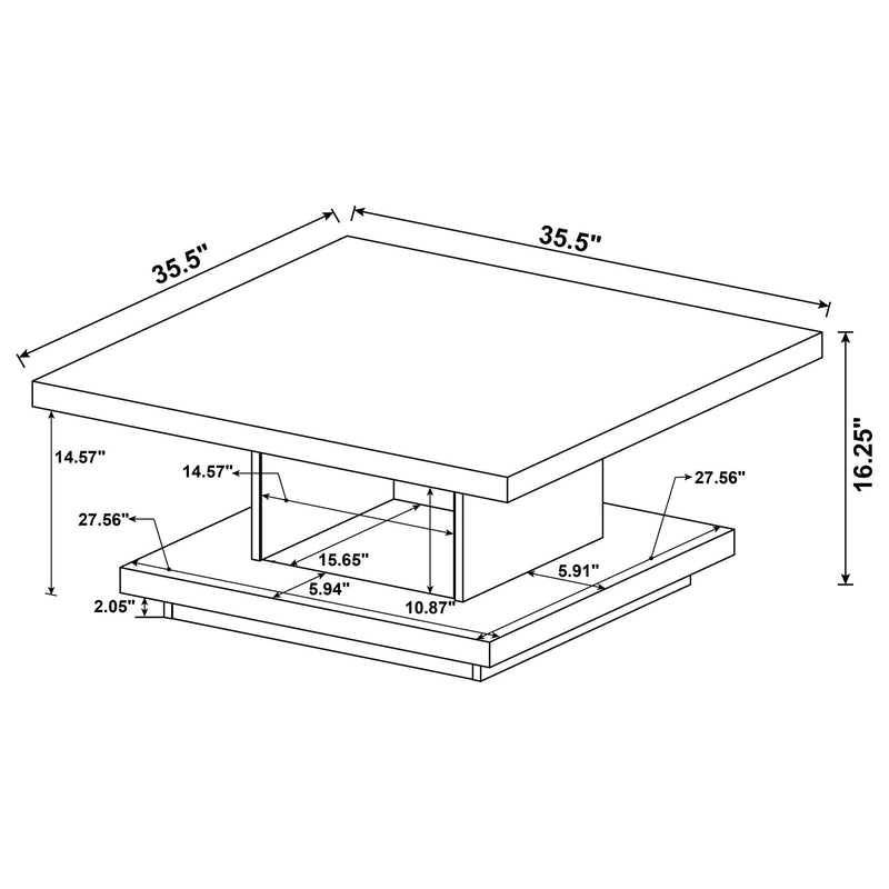 Square Coffee Table With Geometric Design And Storage Shelf - Cappuccino by HouseOfZazla