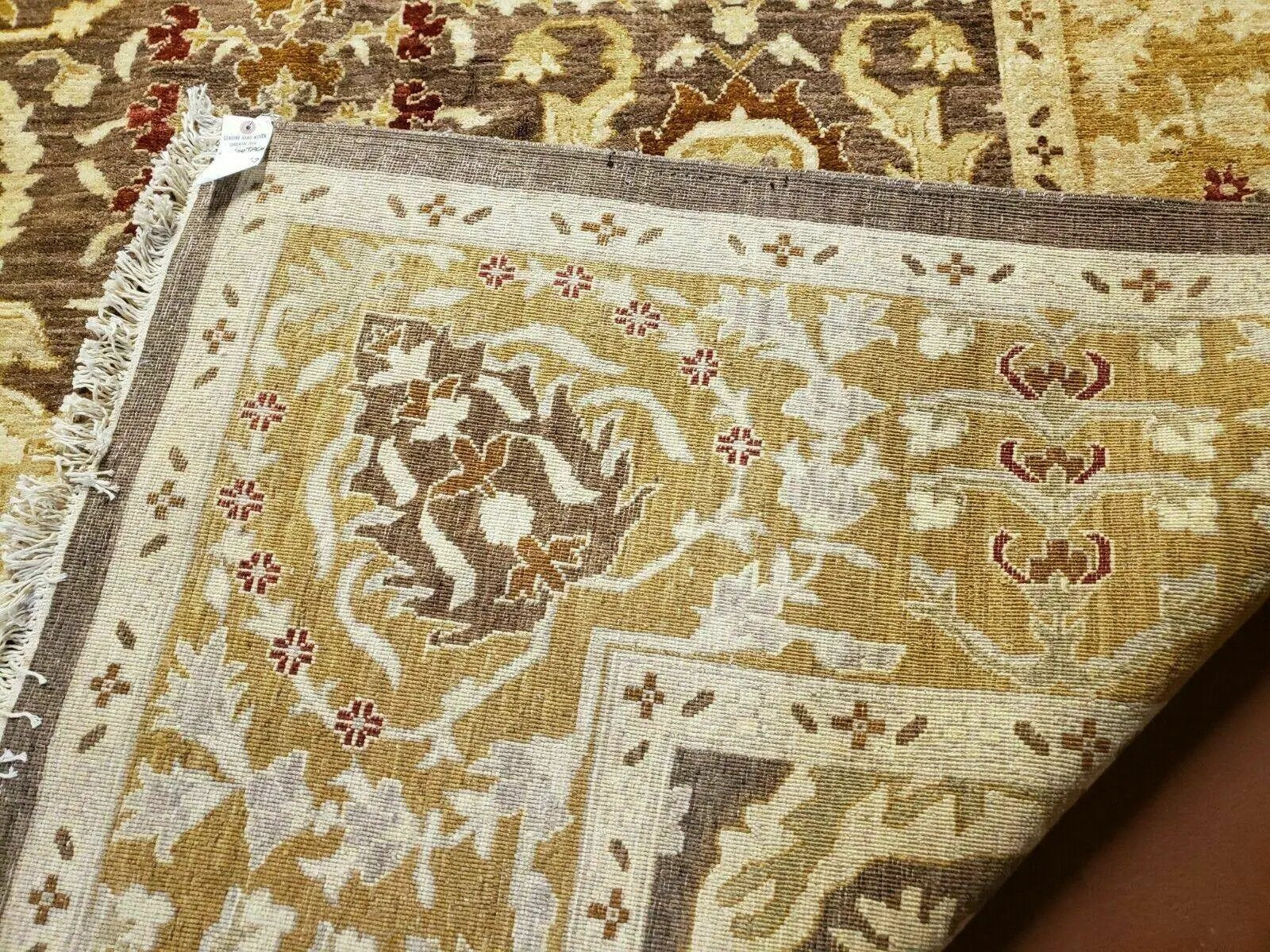 10' X 14' Handmade Pak Peshavar Chobi Agra Wool Carpet Coffee Brown Gold by Jewel Rugs