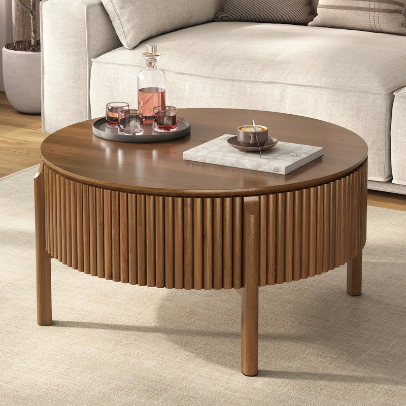 Round Lift Top Coffee Table with Hidden Storage by HouseOfZazla