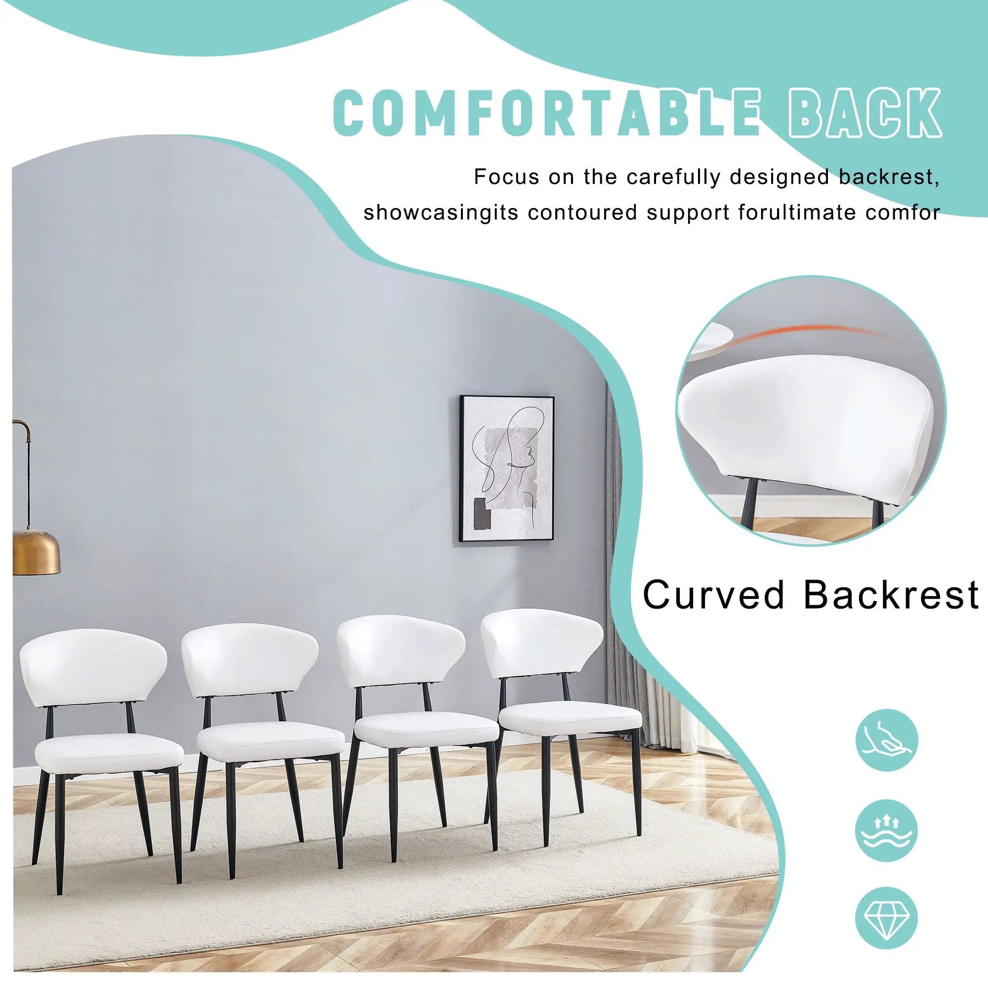 Minimalist Ergonomic Dining Chair With Curved Backres (Set of 4) by Unique Piece Furniture