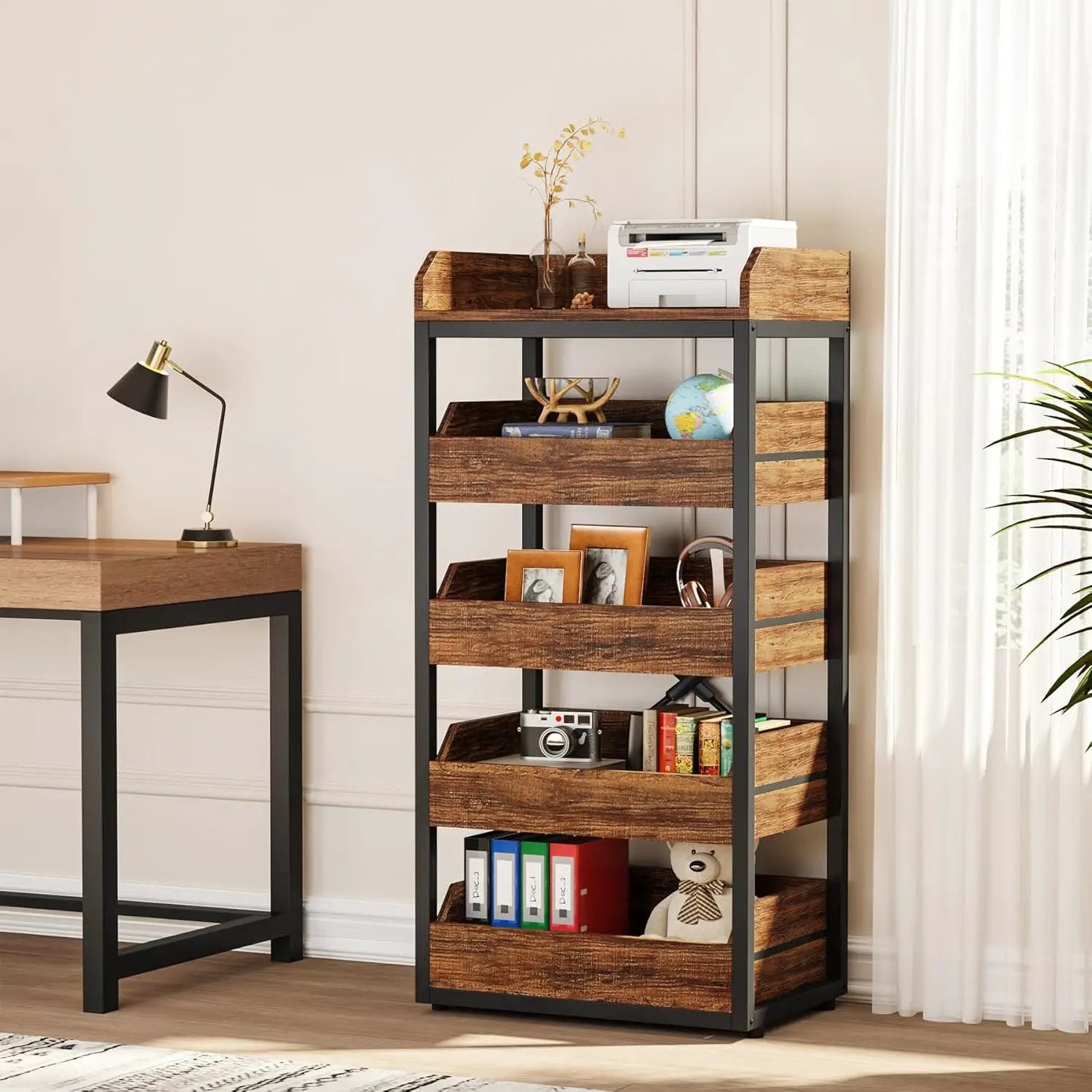 5 Tier Pull Out Fruit Vegetable & Snack Storage Rack - Brown / Black by HouseOfZazla
