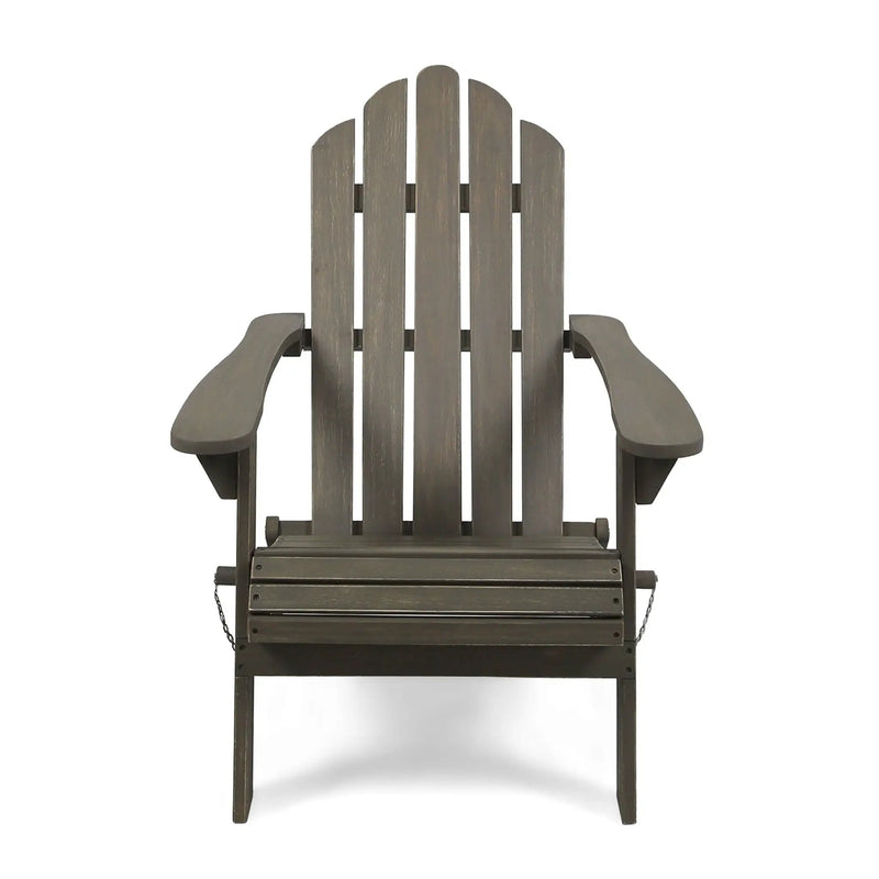 Outdoor Foldable Adirondack Chair With Hand Crafted Details - Gray by HouseOfZazla