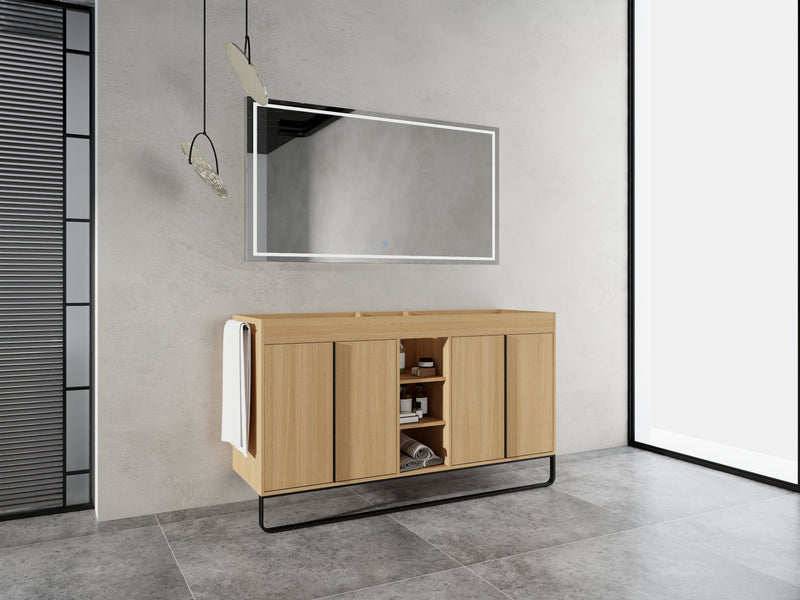 60-Inch Freestanding Bathroom Cabinet with Soft Close Doors & Open Storage by HouseOfZazla