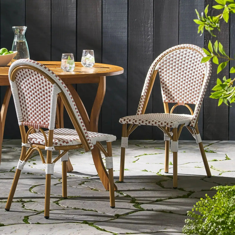 Outdoor Rattan and Aluminum French Bistro Chairs Set by HouseOfZazla