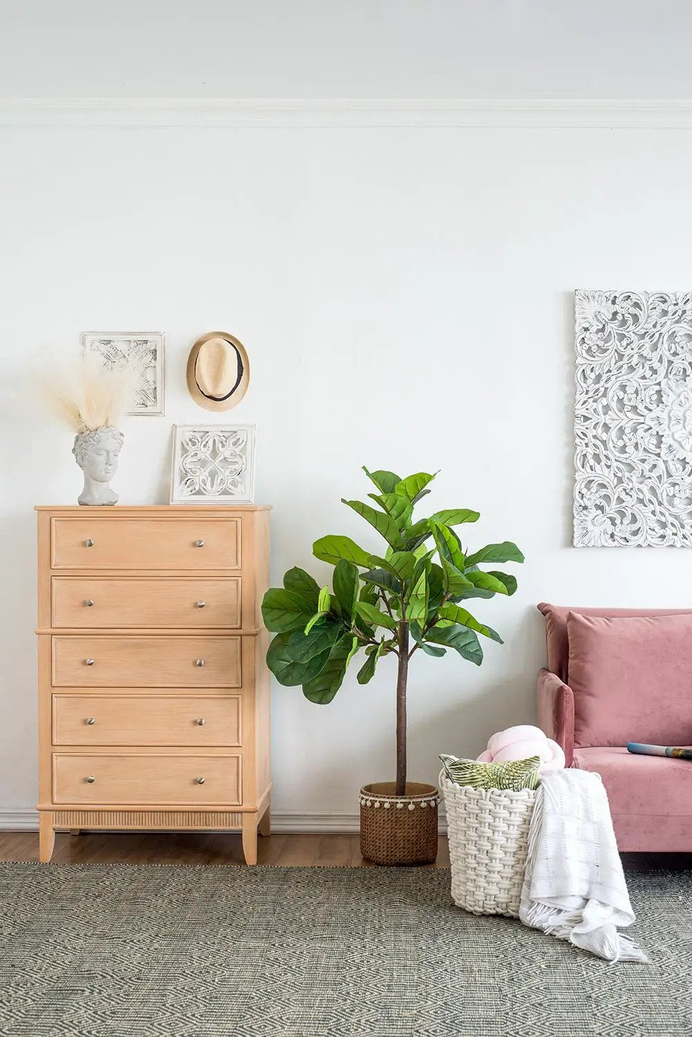 25x25x52"H Fiddle Fig Leaf Tree with 40 Leaves by HouseOfZazla