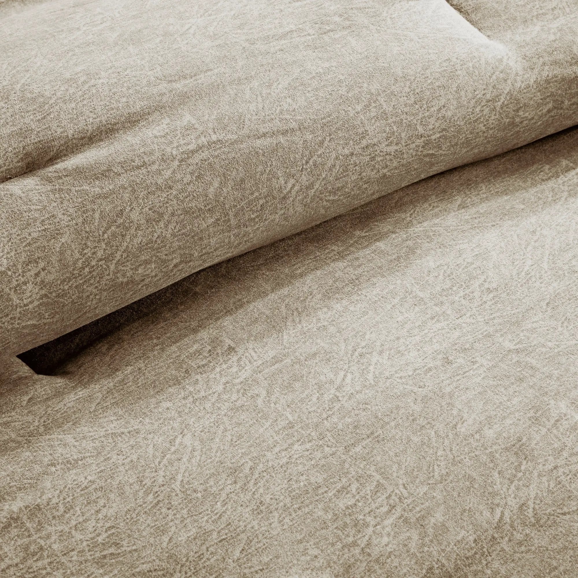 7 Piece Faux Suede Comforter Set Tan Queen by HouseOfZazla