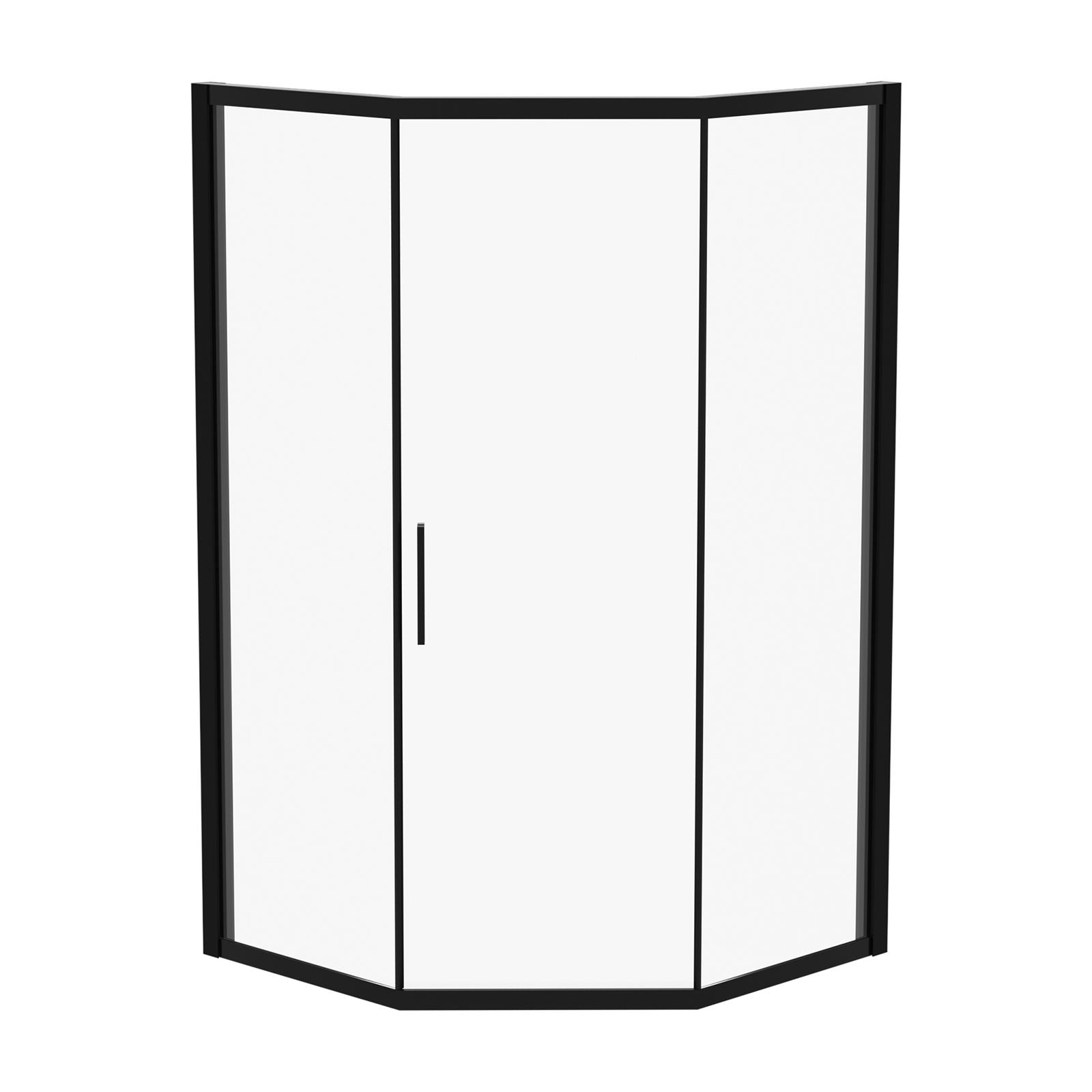 Diamond Shaped Corner Shower Door, Inward Sliding, Stainless Steel Frame by HouseOfZazla
