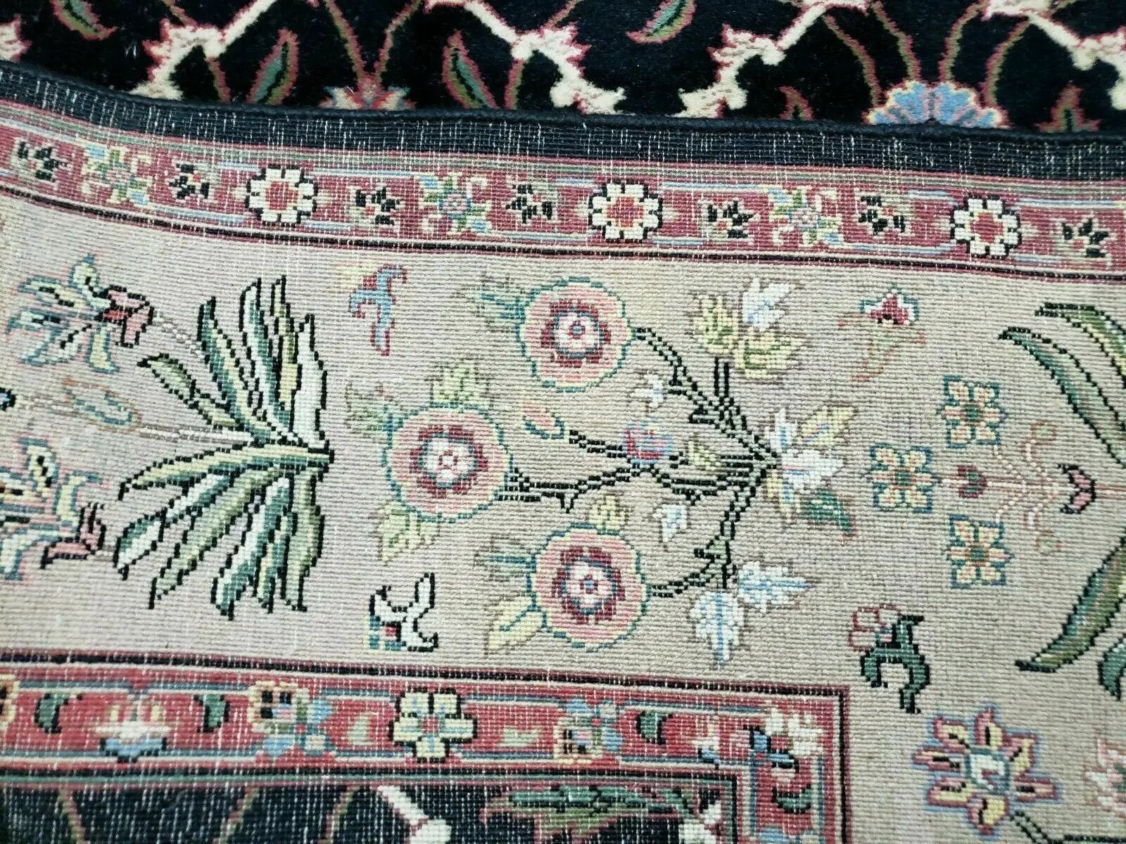 6' X 9' Handmade India Floral Oriental Wool Rug Carpet Hand Knotted Nice Black by Jewel Rugs