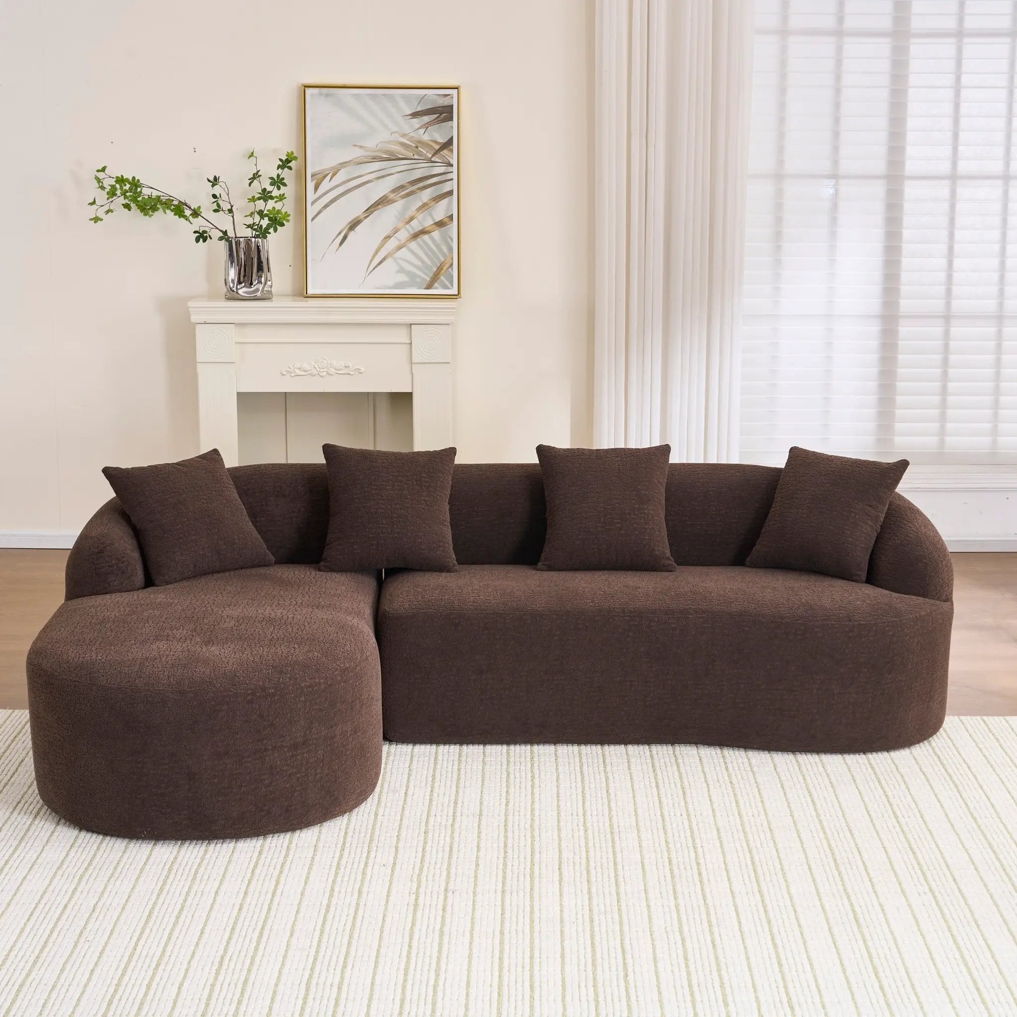 Compression Sponge L-Shape Sectional Sofa with Curved Chaise by HouseOfZazla