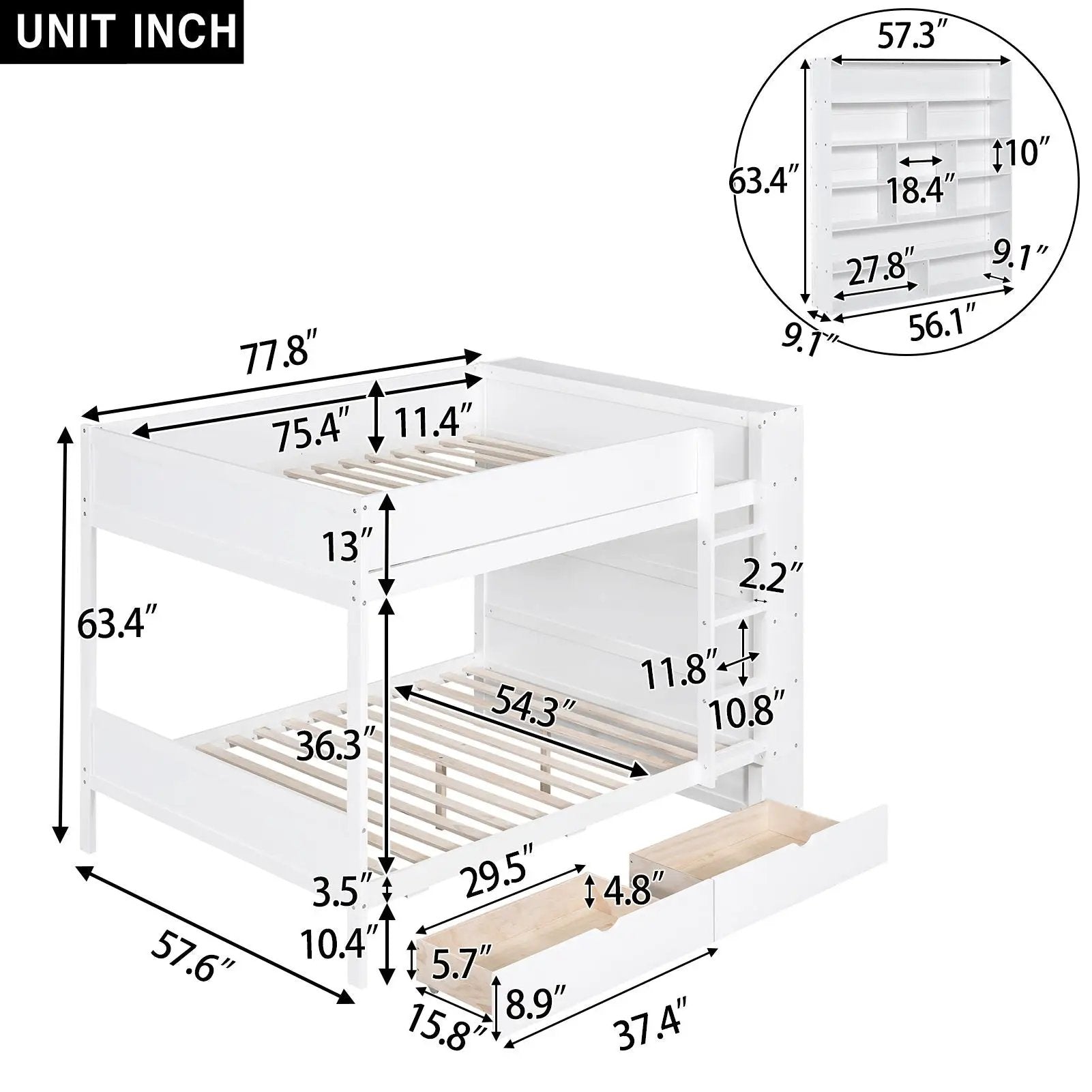 Bunk Bed With 2 Drawers And Multi Layer Cabinet by Unique Piece Furniture