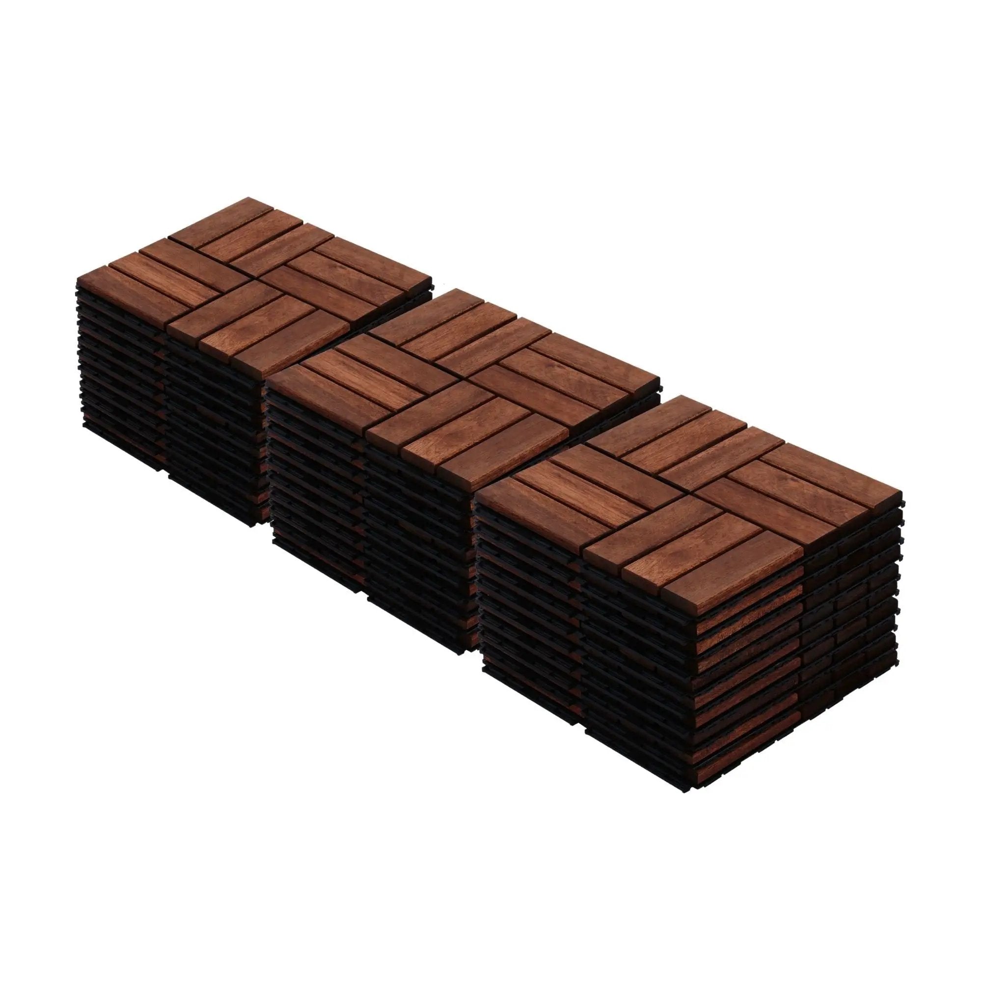 Interlocking Deck Tiles Checker Pattern, Square Acacia Hardwood Outdoor Flooring For Patio, Bancony, Pool Side by HouseOfZazla