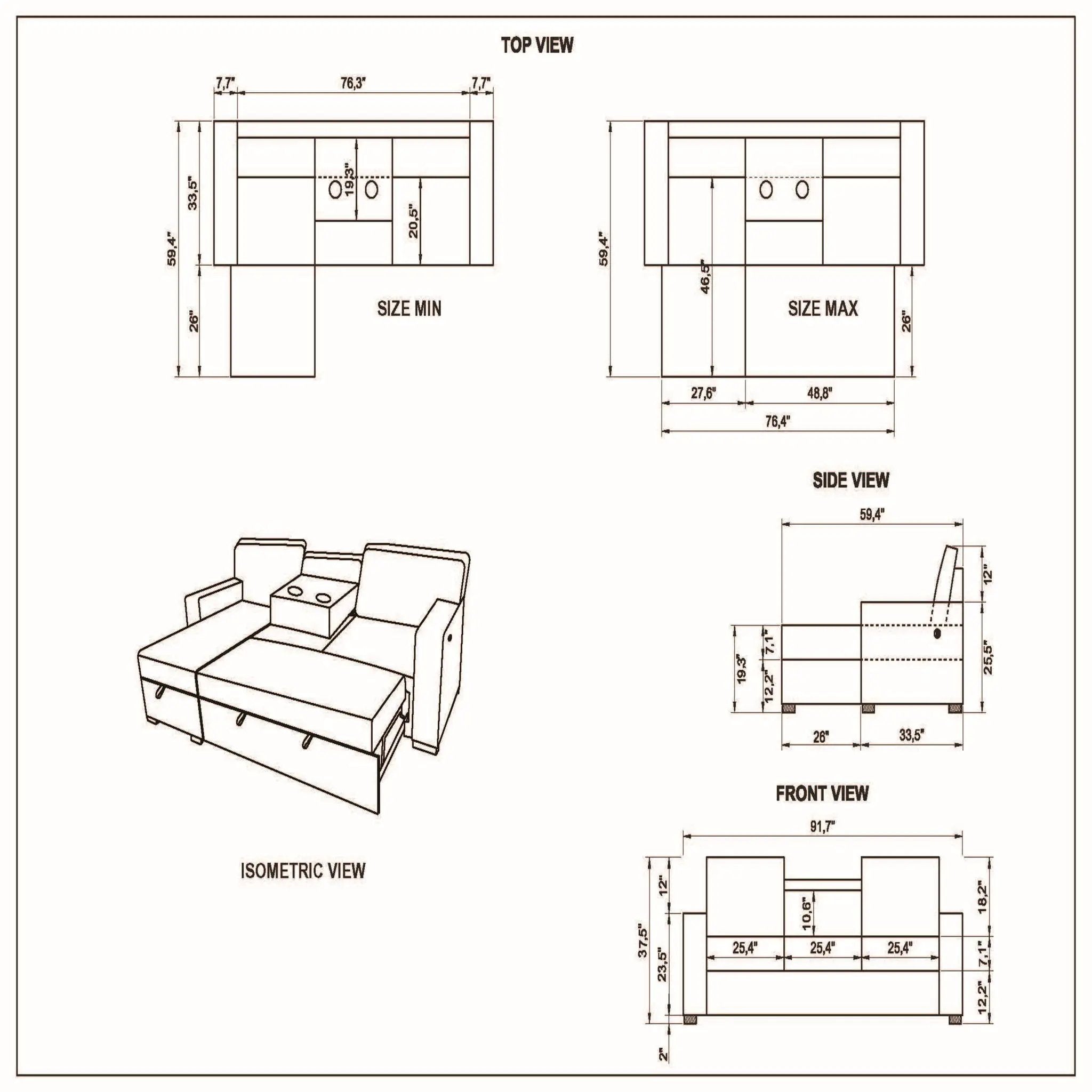Territory - Pull Out Sofa Bed With Design - Dark Gray by Unique Piece Furniture