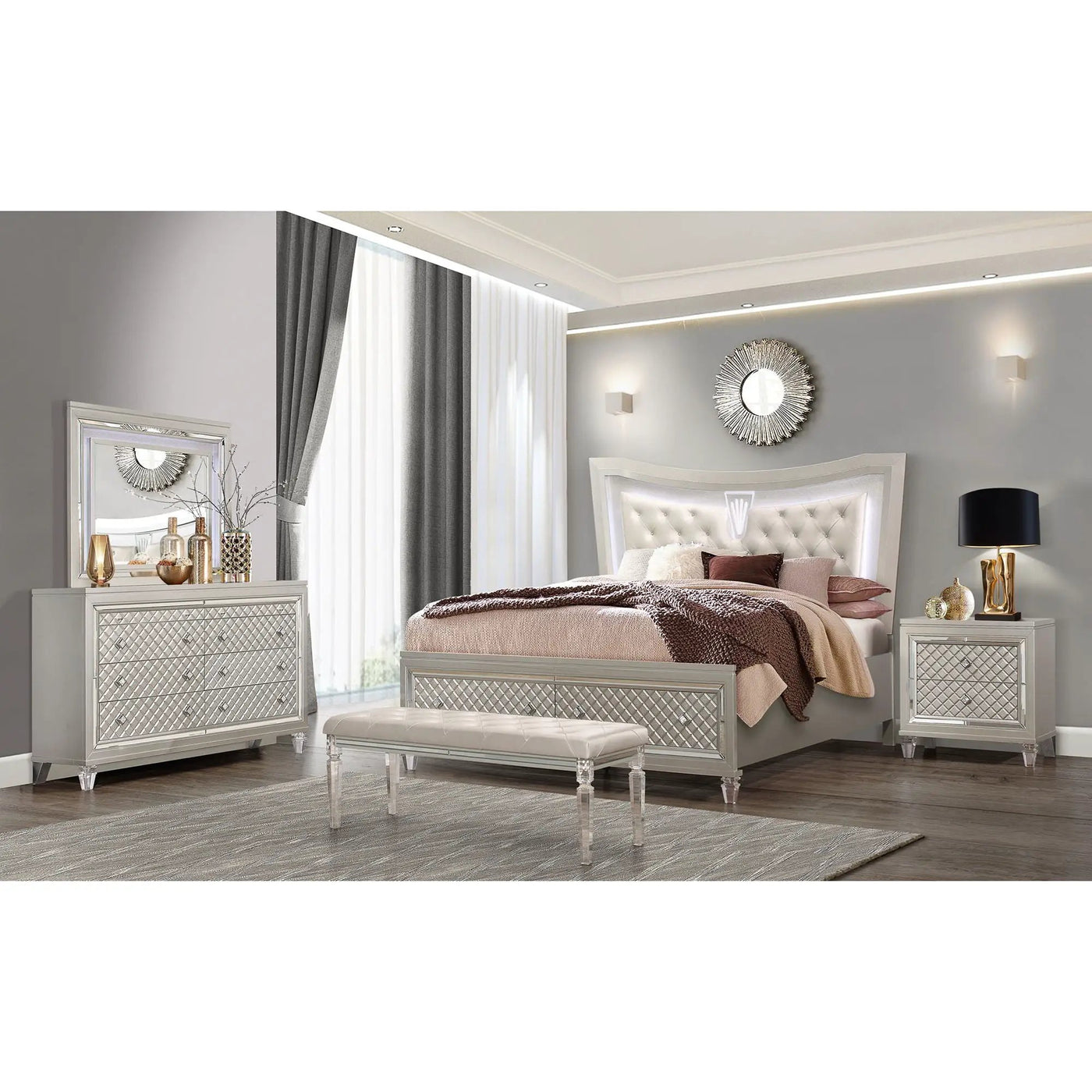 Cross - Elegant Design Bed With LED by Unique Piece Furniture