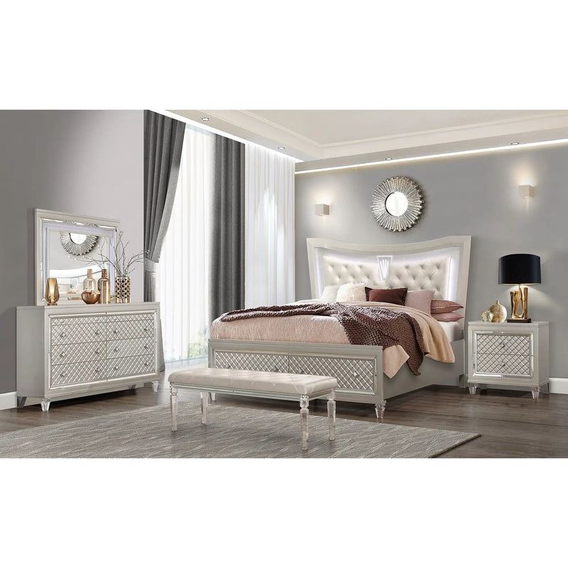 Cross - Glam Mirror With LED - Champagne by Unique Piece Furniture