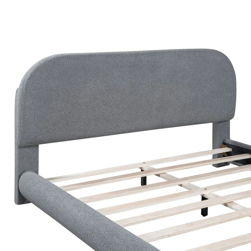 Upholstered Platform Bed With Thick Solid Frame And Stylish Curve-Shaped Design by HouseOfZazla