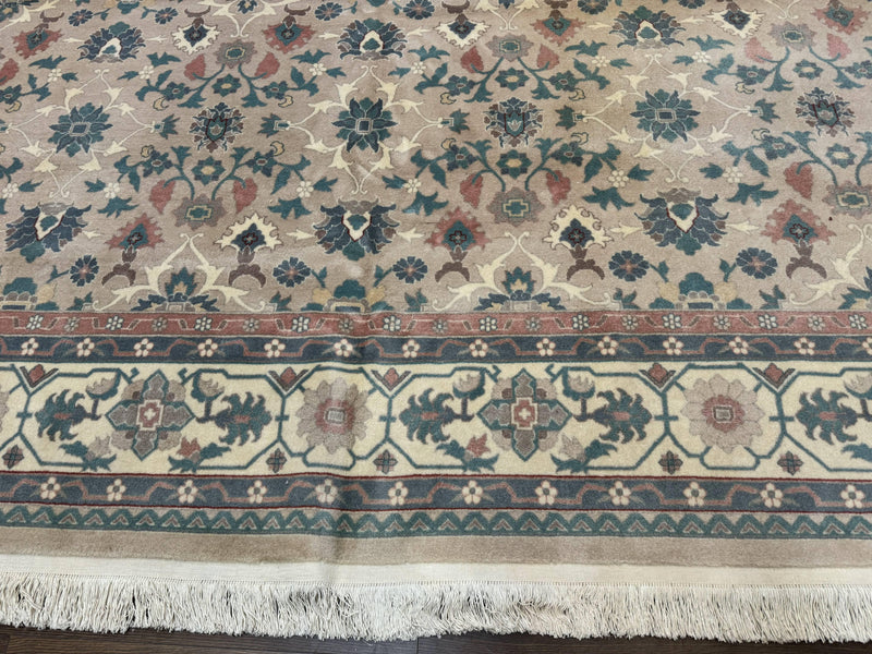 Palace Size Wool Rug 10x18, Sino Persian Kerman Rug, Oversized Hand Knotted Carpet, Light Taupe, Allover Pattern by Jewel Rugs