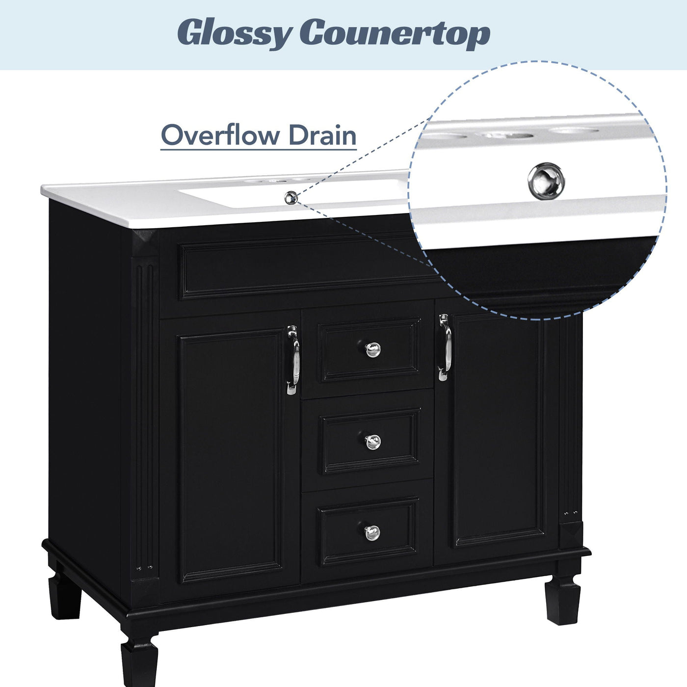 Bathroom Vanity With Top Sink, Basin On Cabinet With 2 Soft Closing Doors And 2 Drawers by Unique Piece Furniture