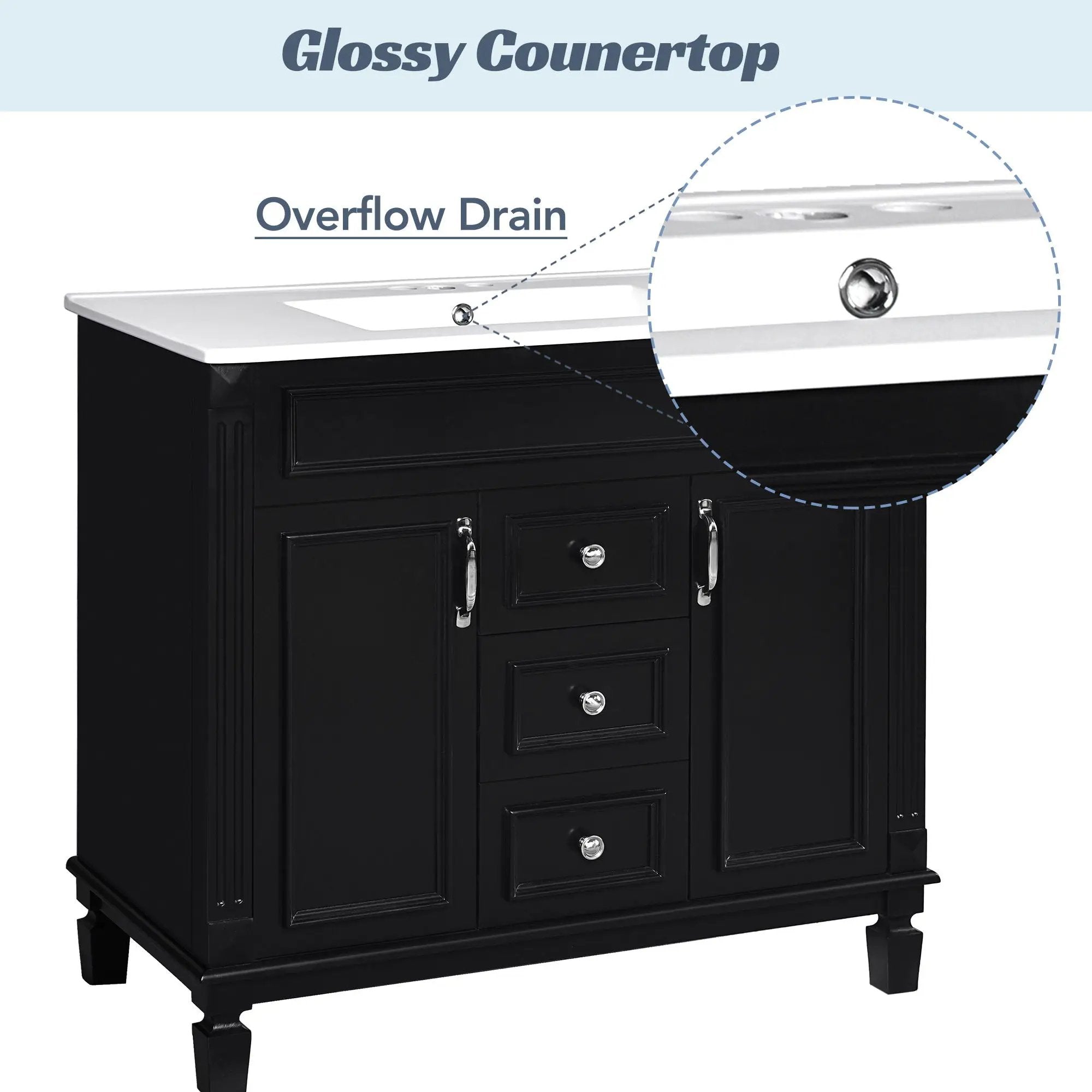 Bathroom Vanity With Top Sink, Basin On Cabinet With 2 Soft Closing Doors And 2 Drawers by Unique Piece Furniture