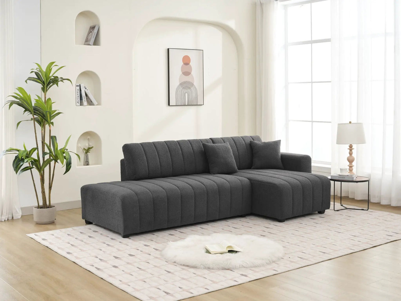 Jessica - Lamb Wool Sectional Sofa With Chaise by Unique Piece Furniture