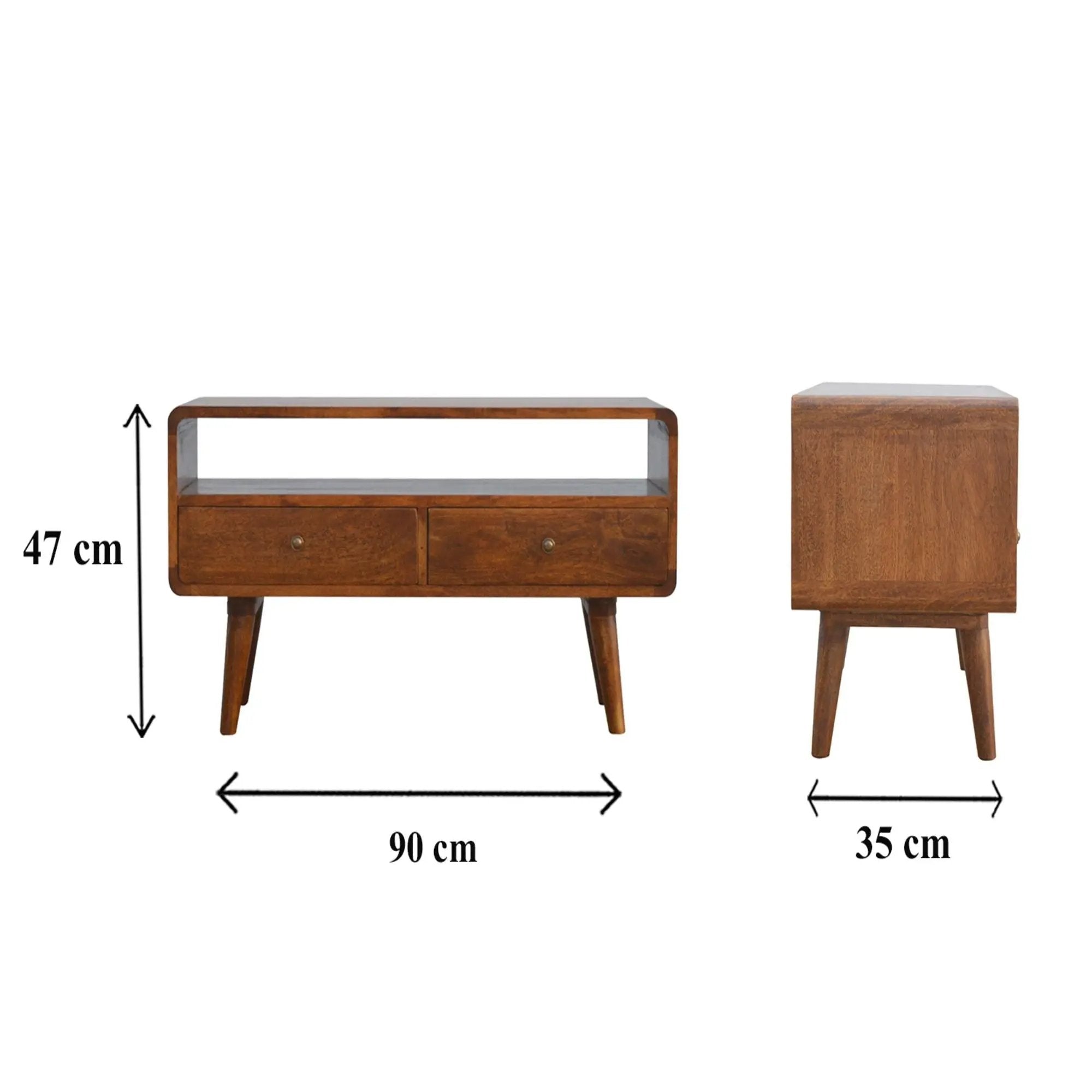 Solid Wood Curved Media Unit by HouseOfZazla