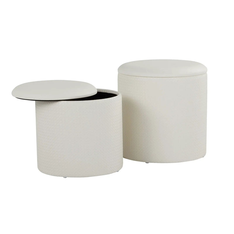 Maverick - Contemporary Nesting Ottoman Set With - Cream by Unique Piece Furniture